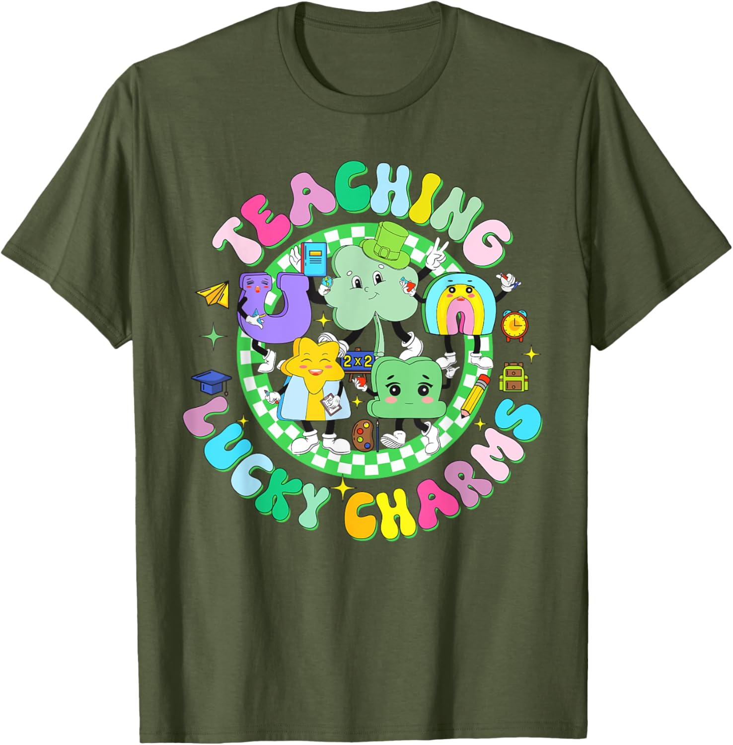 Lucky Charms St Patrick's Day Teacher T-Shirt for Classroom Fun - 16