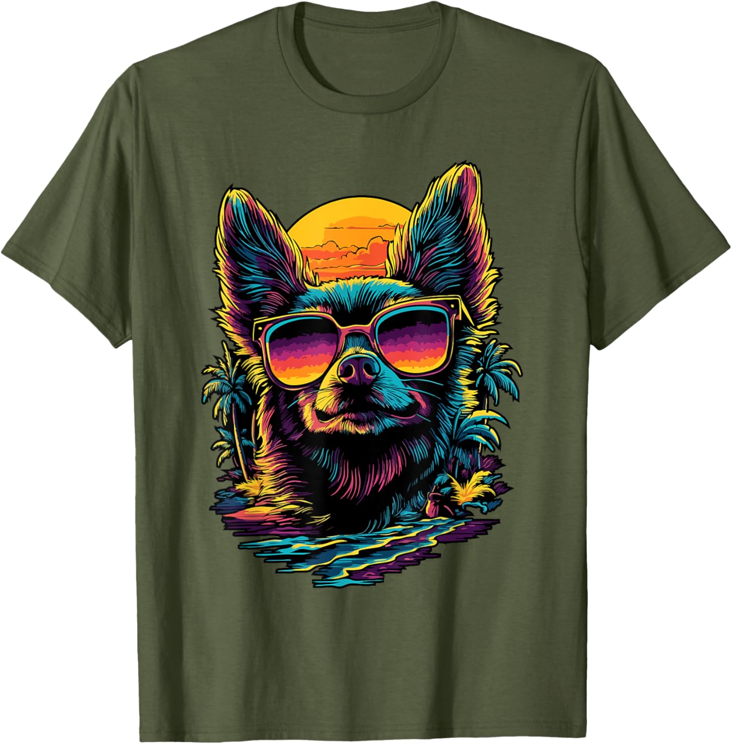Vintage Sunset Chihuahua T-Shirt for Dog Lovers - Cute Pet Apparel - 17