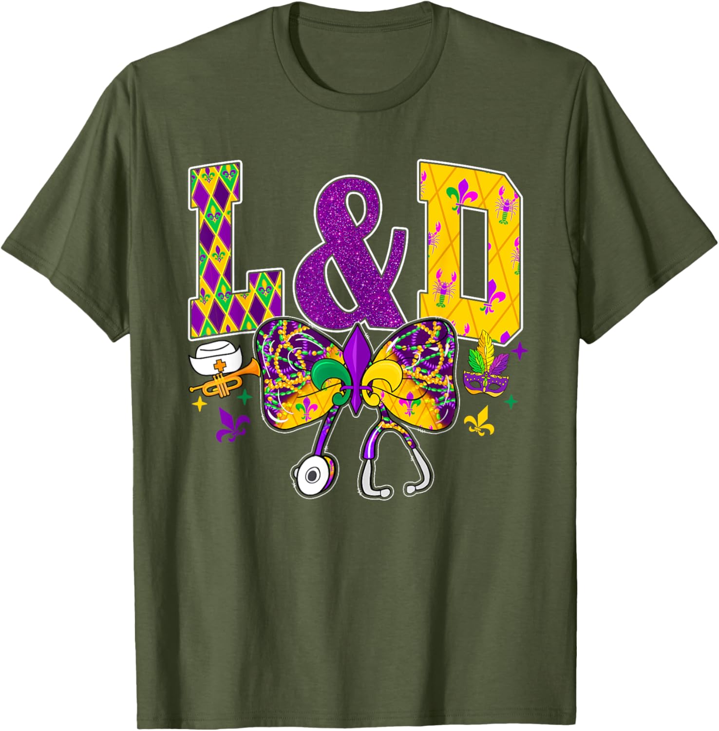 Funny Mardi Gras Coquette Bow T-Shirt for Men and Women Carnival Fun - 5
