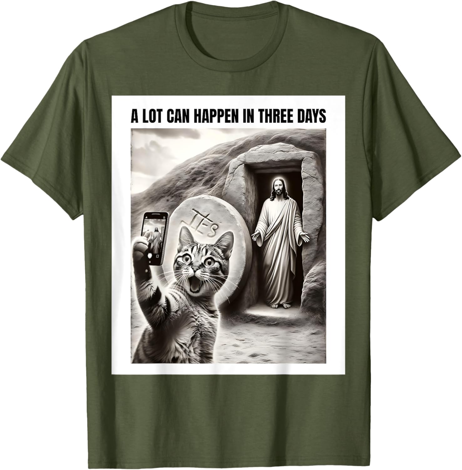 Easter Meme Cat Selfie T-Shirt for Men, Women, Kids – Fun Christian Apparel - 14