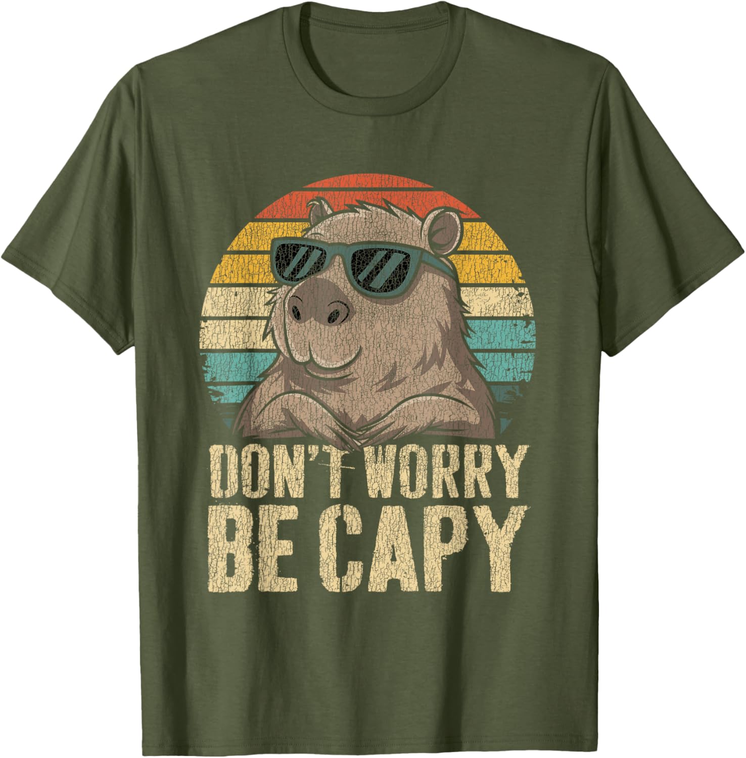Dont Worry Be Capy Capybara Funny Retro T-Shirt for All Ages - 4
