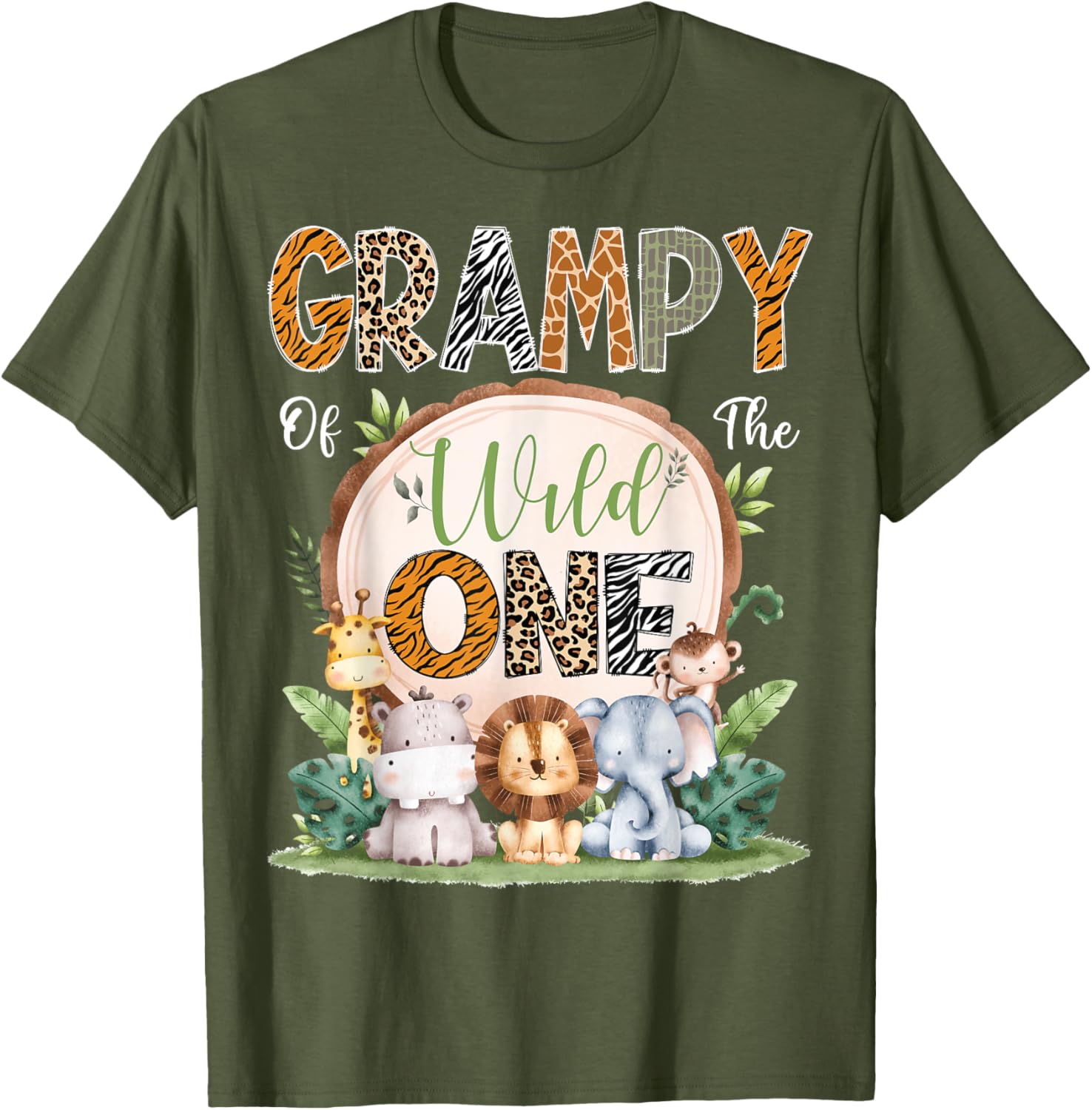 Grampy of the Wild One 1st Birthday Safari Jungle T-Shirt for Kids - 1