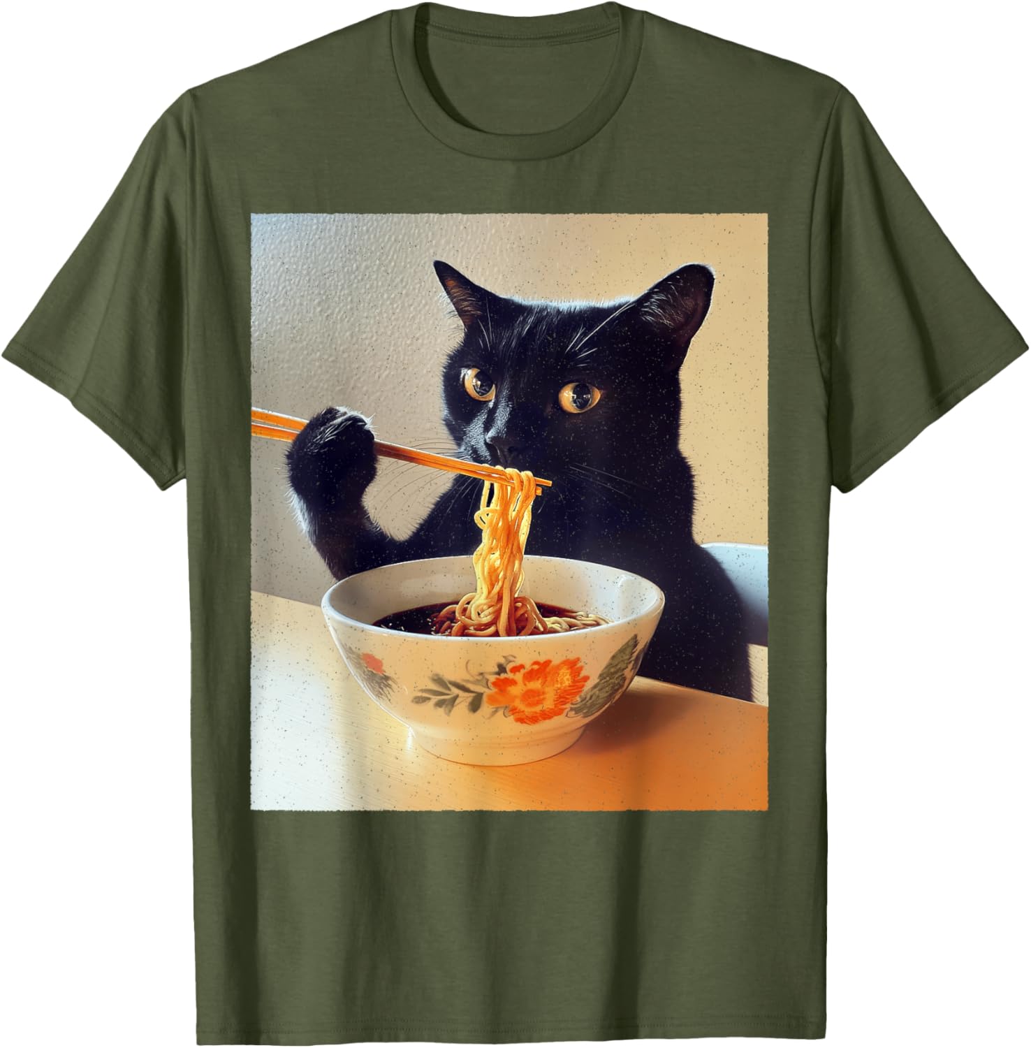 Funny Black Cat Ramen Lover T-Shirt for Noodle Enthusiasts - 28