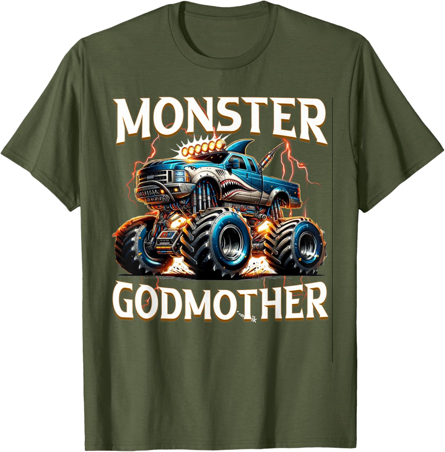 Godmother Family Matching Monster Truck T-Shirt for Truck Lovers - 7