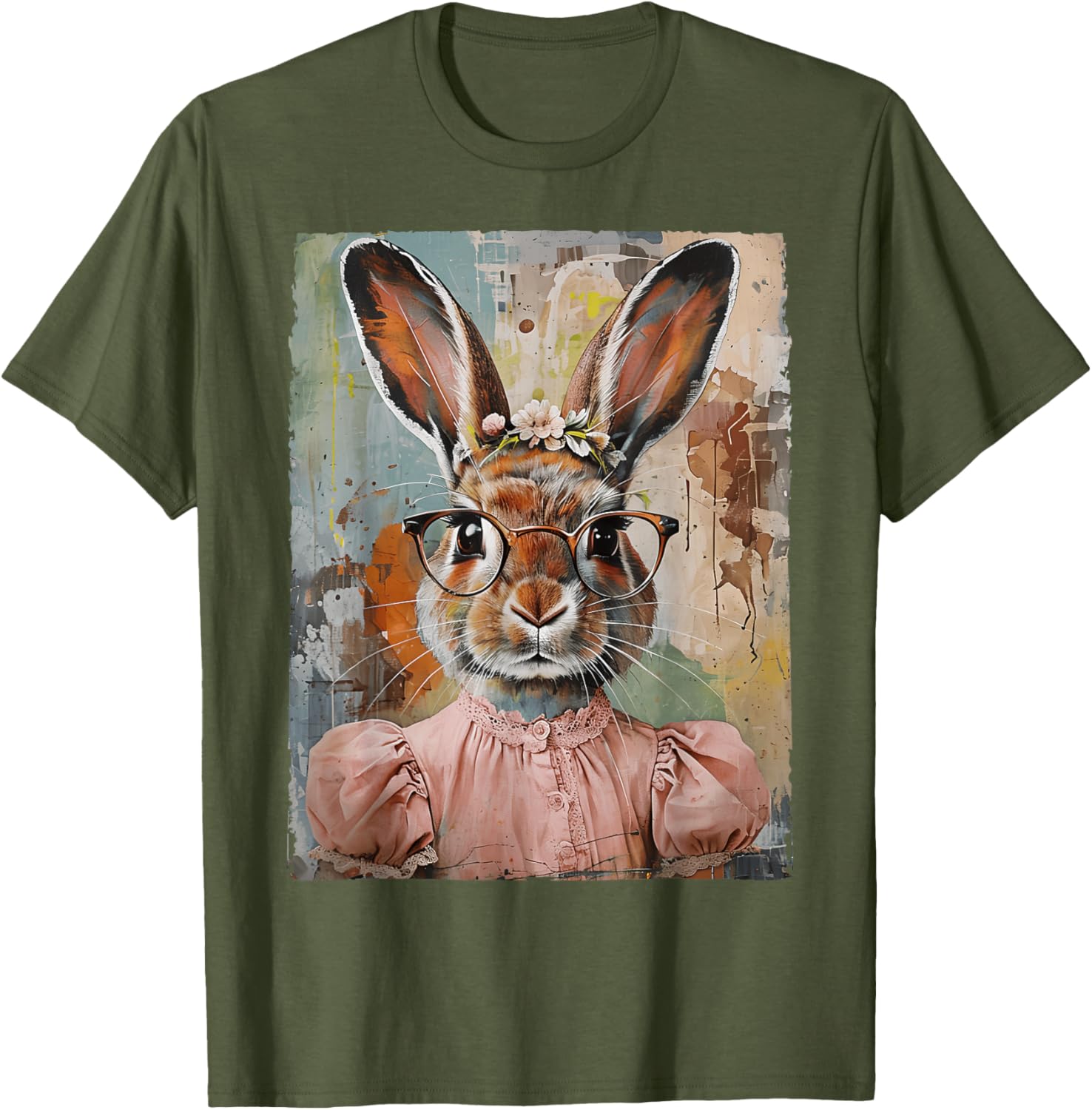 Happy Easter Bunny Rabbit Flower Graphic T-Shirt for Women and Girls - 6