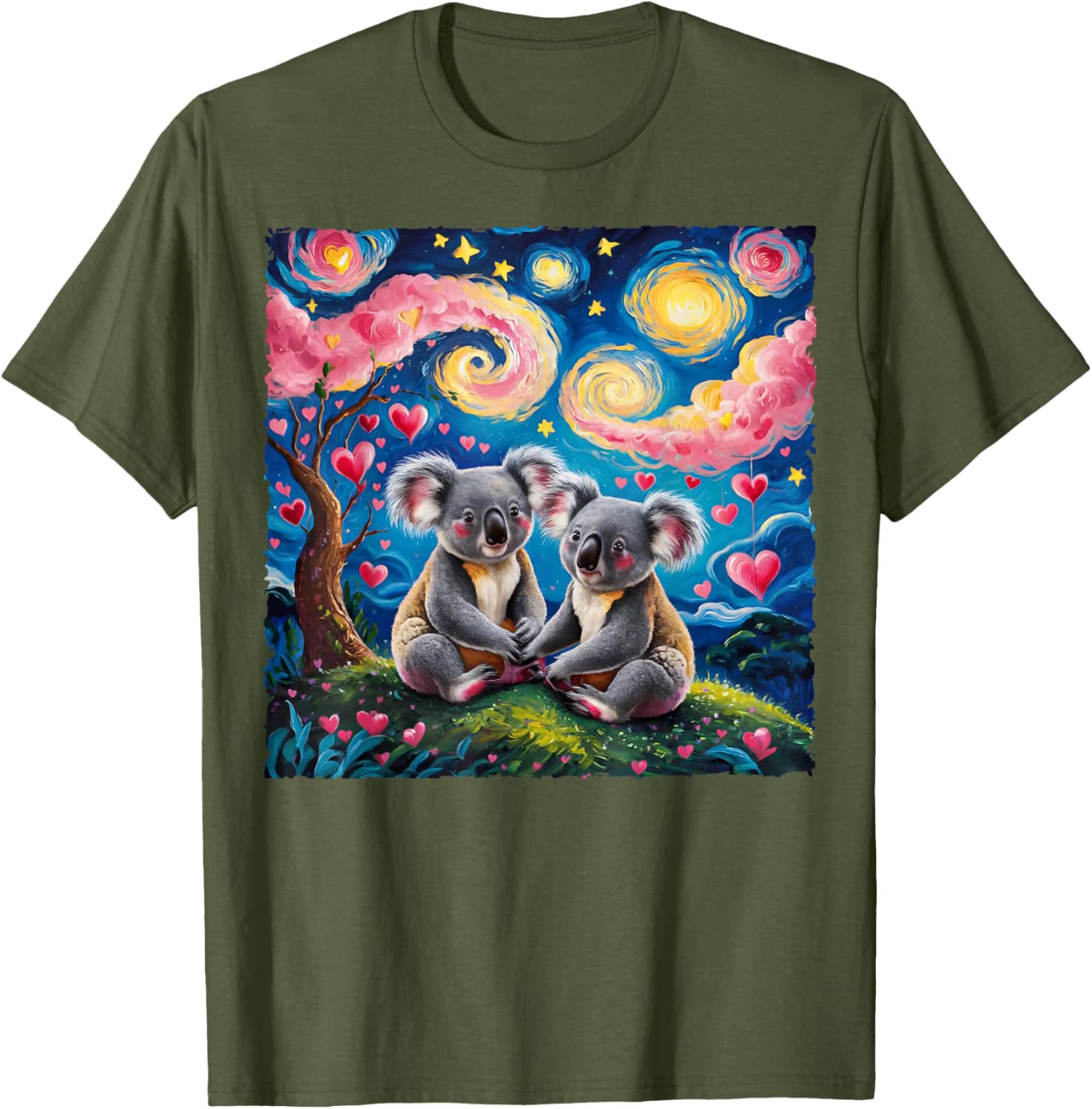 Koala Bear Van Gogh Starry Night T-Shirt for Romantic Couples - 28