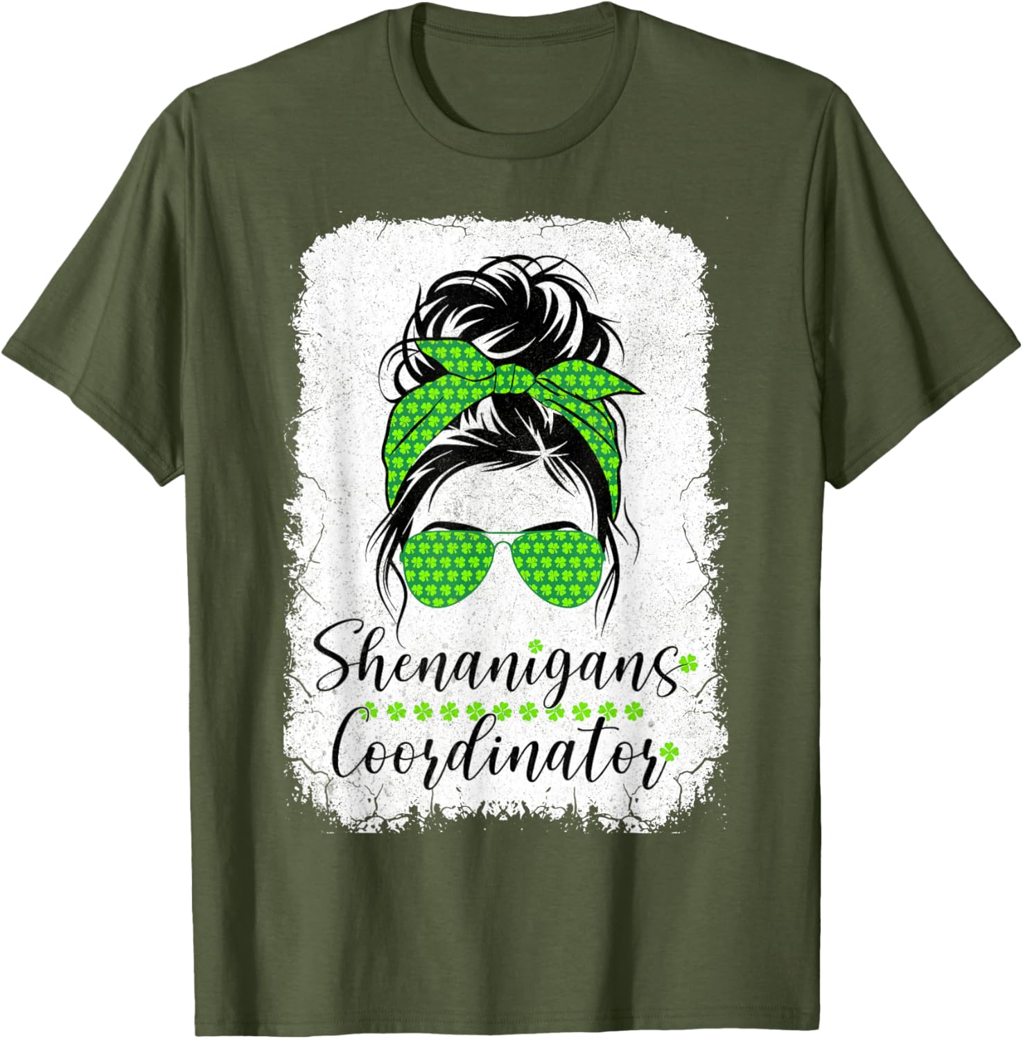 Shenanigans Coordinator Messy Bun St Patricks Day T-Shirt for Women - 6