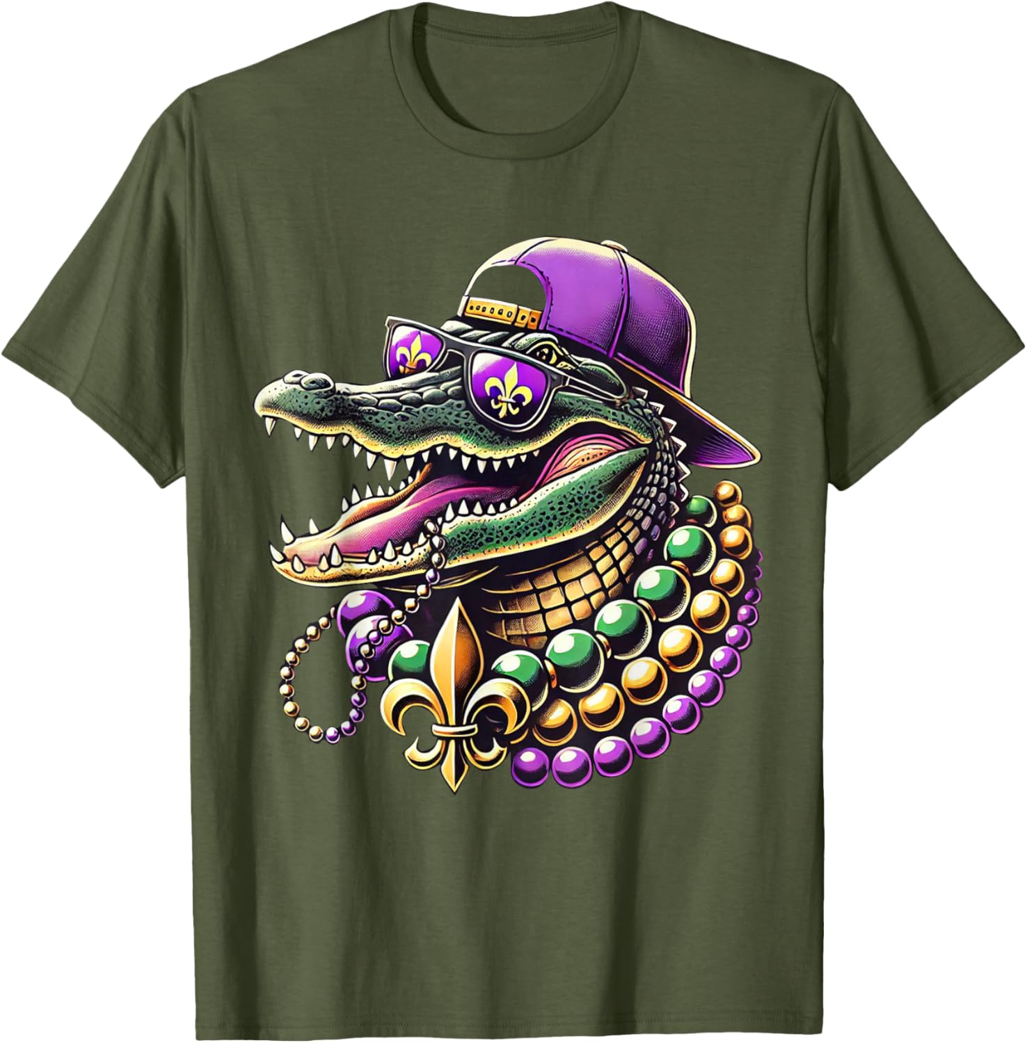 Unisex Mardi Gras T-Shirt - Cartoon Pattern Black Short Sleeve Tee - 9
