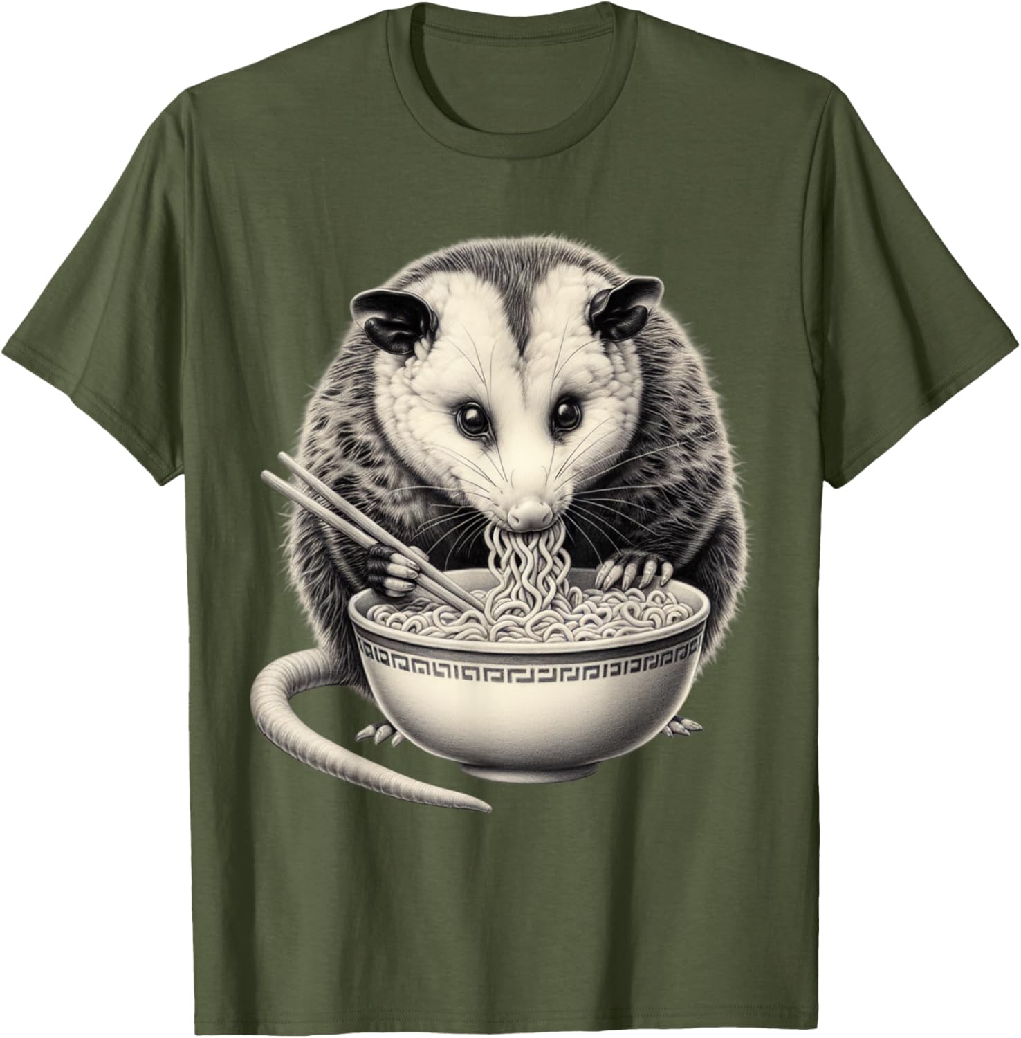 Opossum Eating Ramen Bowl T-Shirt Perfect for Food Lovers and Animal Fans - 26