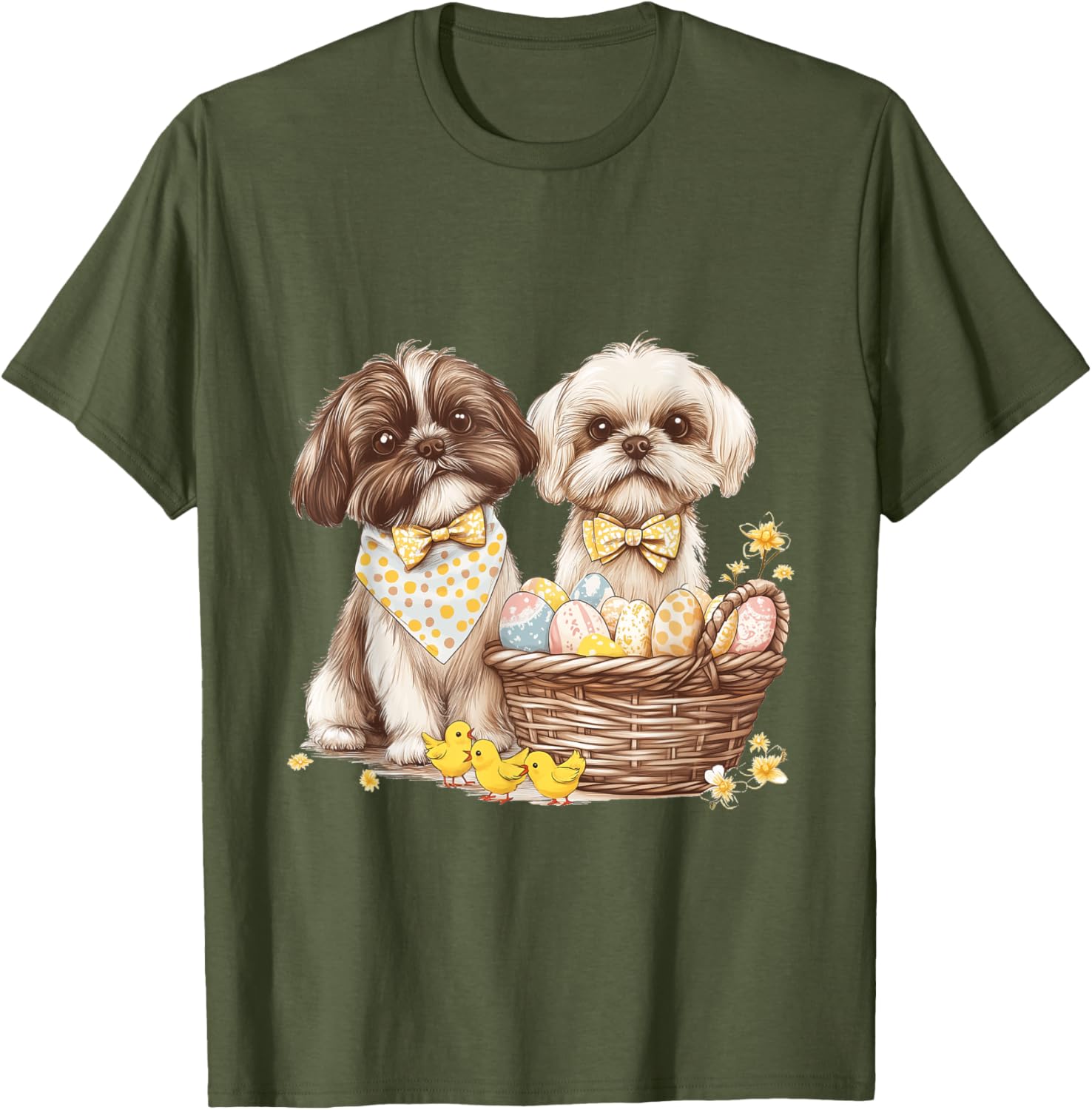 Happy Easter Shih Tzu Dog T-Shirt with Eggs and Chicks for Fun Celebrations - 26