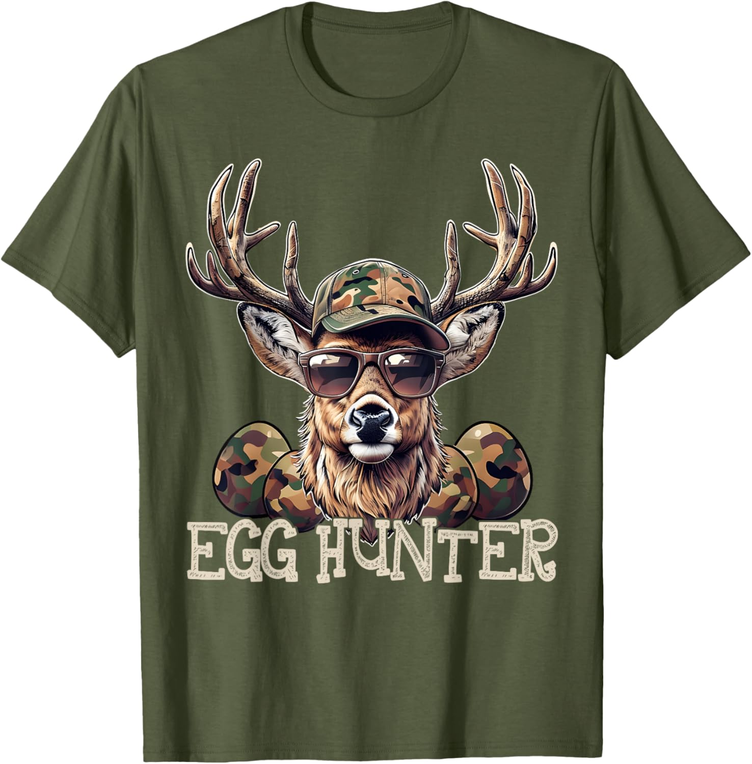 Egg Hunter Deer Camo Cap Boys T-Shirt Perfect for Easter and Hunting - 12
