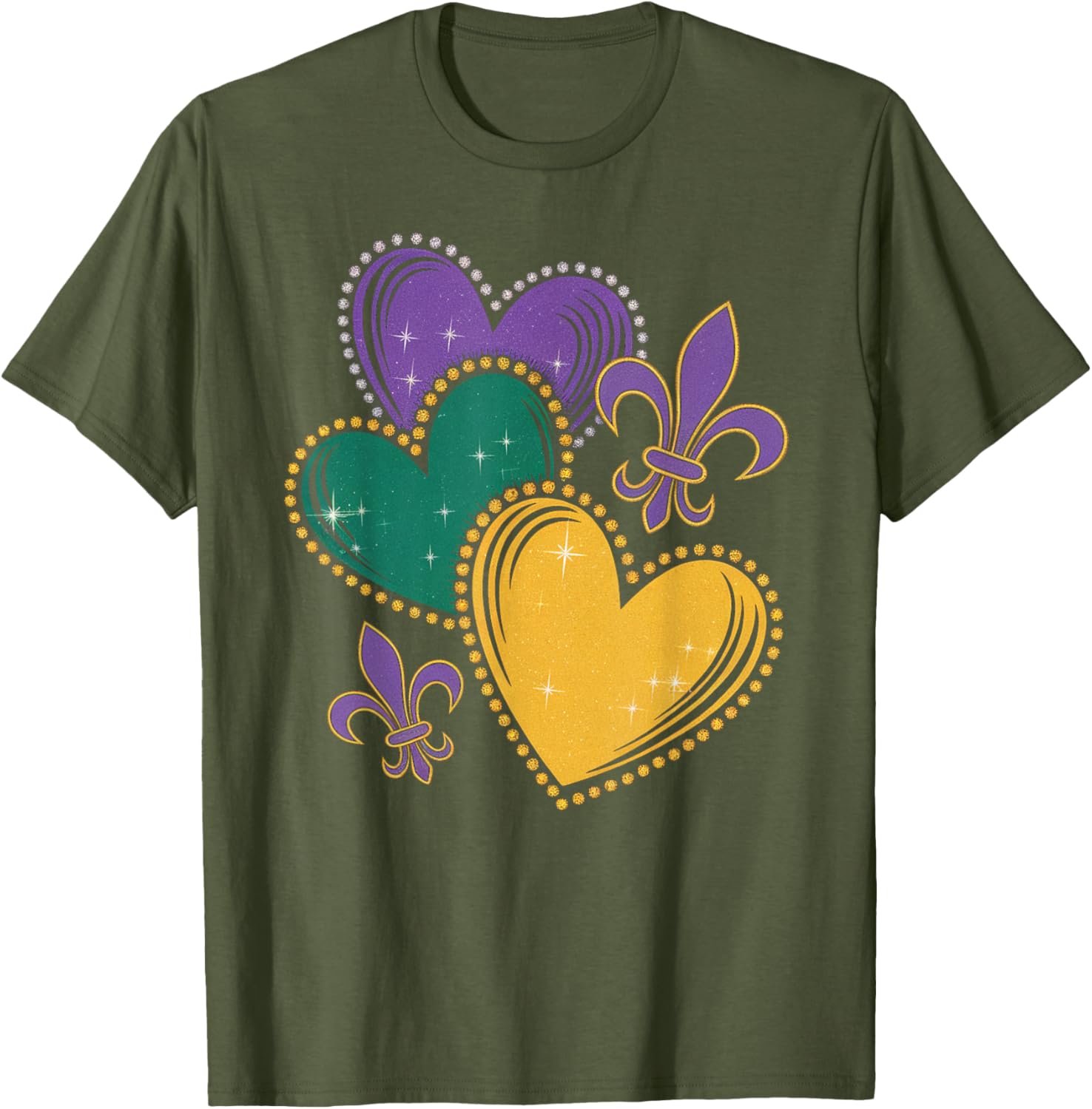 Mardi Gras Hearts T-Shirt for Women Girls and Kids - Fun Festive Apparel - 13