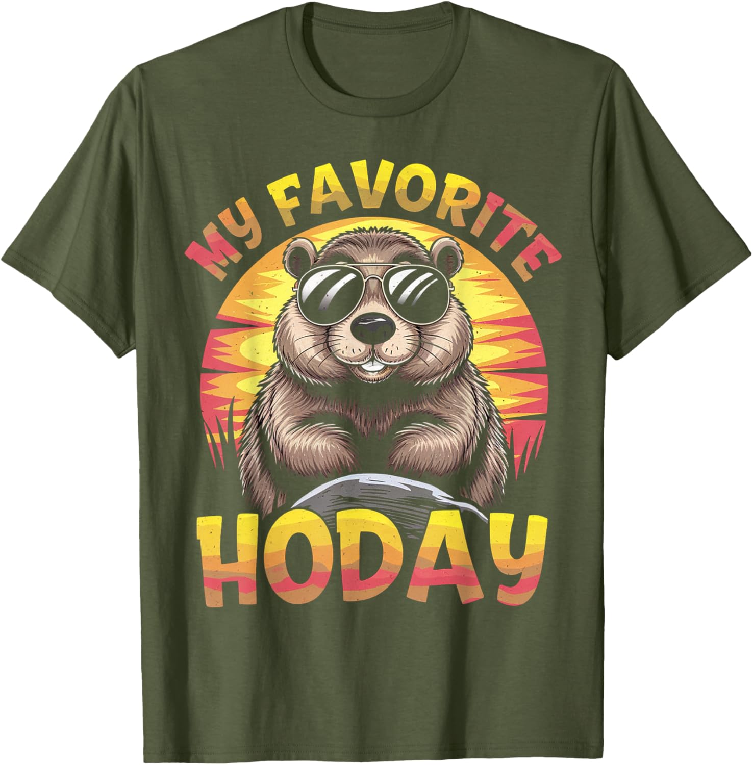 My Favorite Holiday Groundhog Day T-Shirt Featuring Woodchuck Design - 15