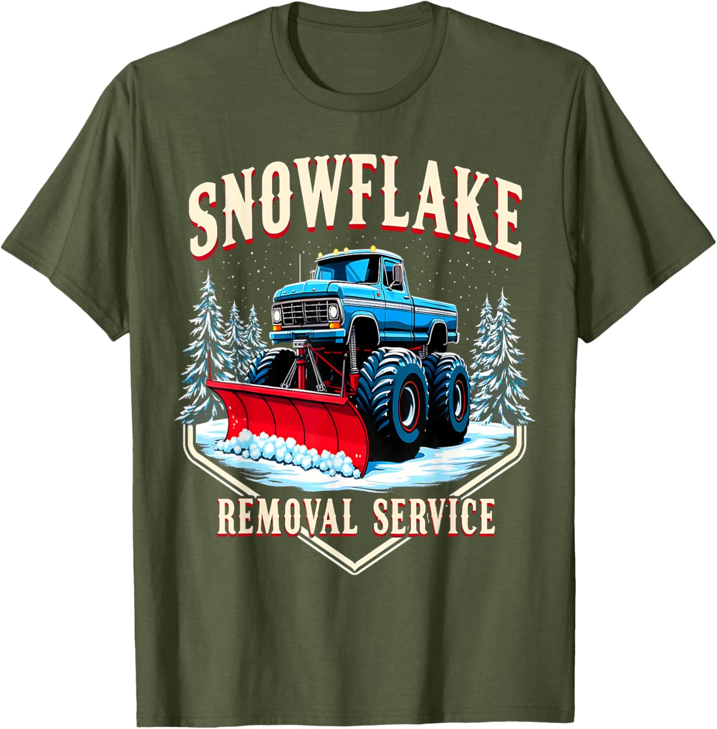 Monster Truck Snow Day Supporter T-Shirt for Snowflake Removal Fun - 7