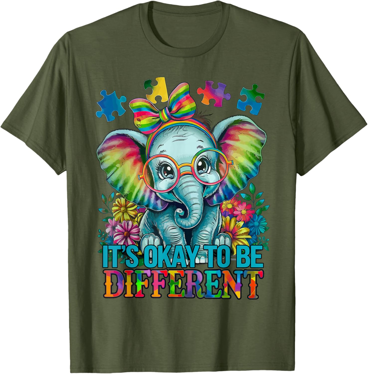 Cute Elephant Autism Awareness T-Shirt Embrace Differences in Style - 4