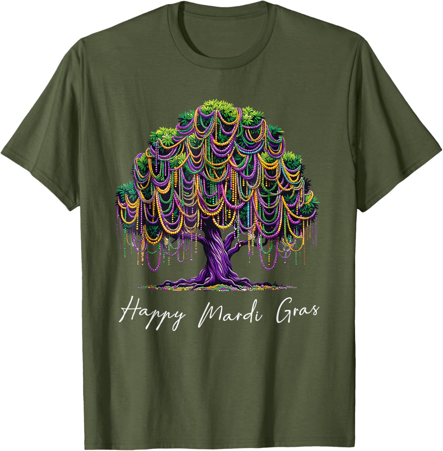 Mardi Gras Tree Beads T-Shirt for Men, Women, and Kids – Fat Tuesday Fun - 9