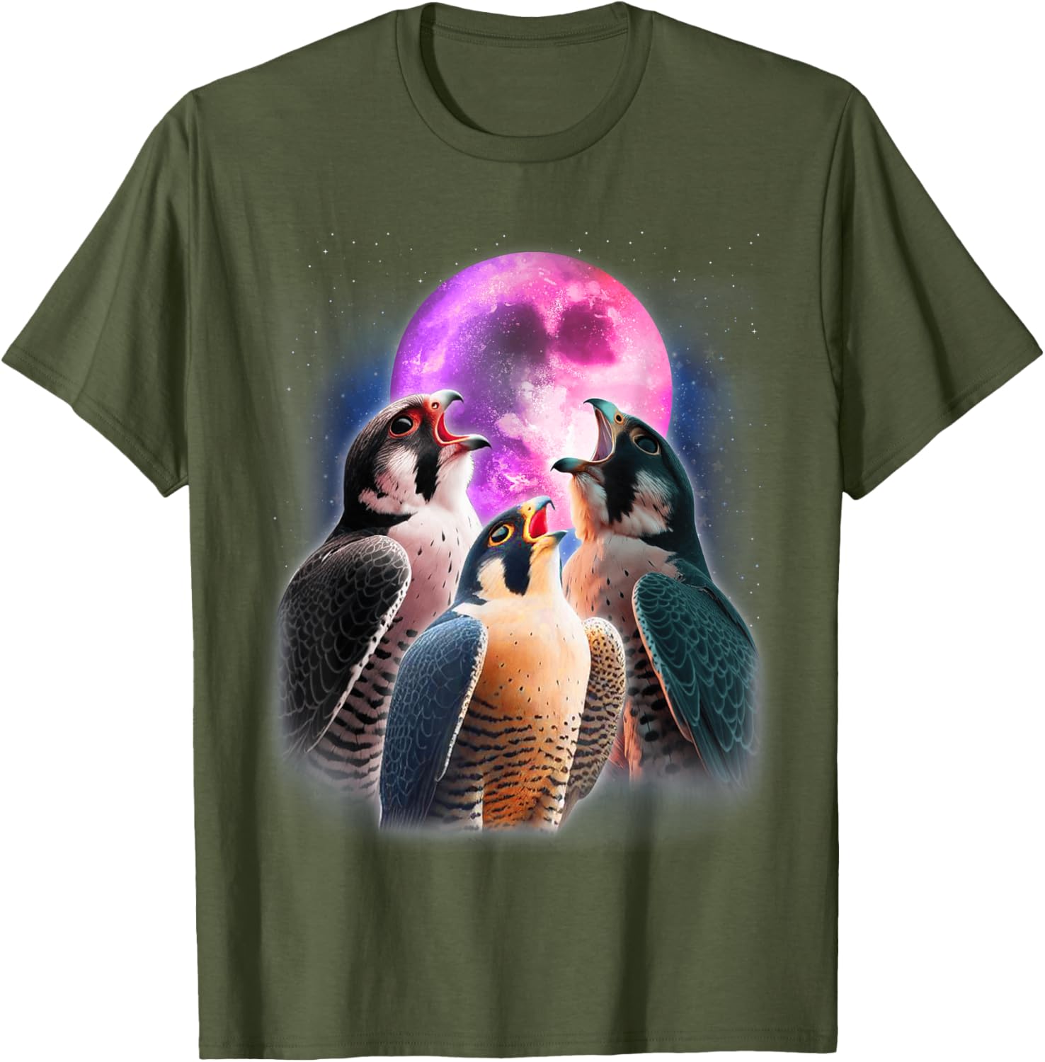 Funny Peregrine Falcon T-Shirt Howling at the Moon for Bird Lovers - 15
