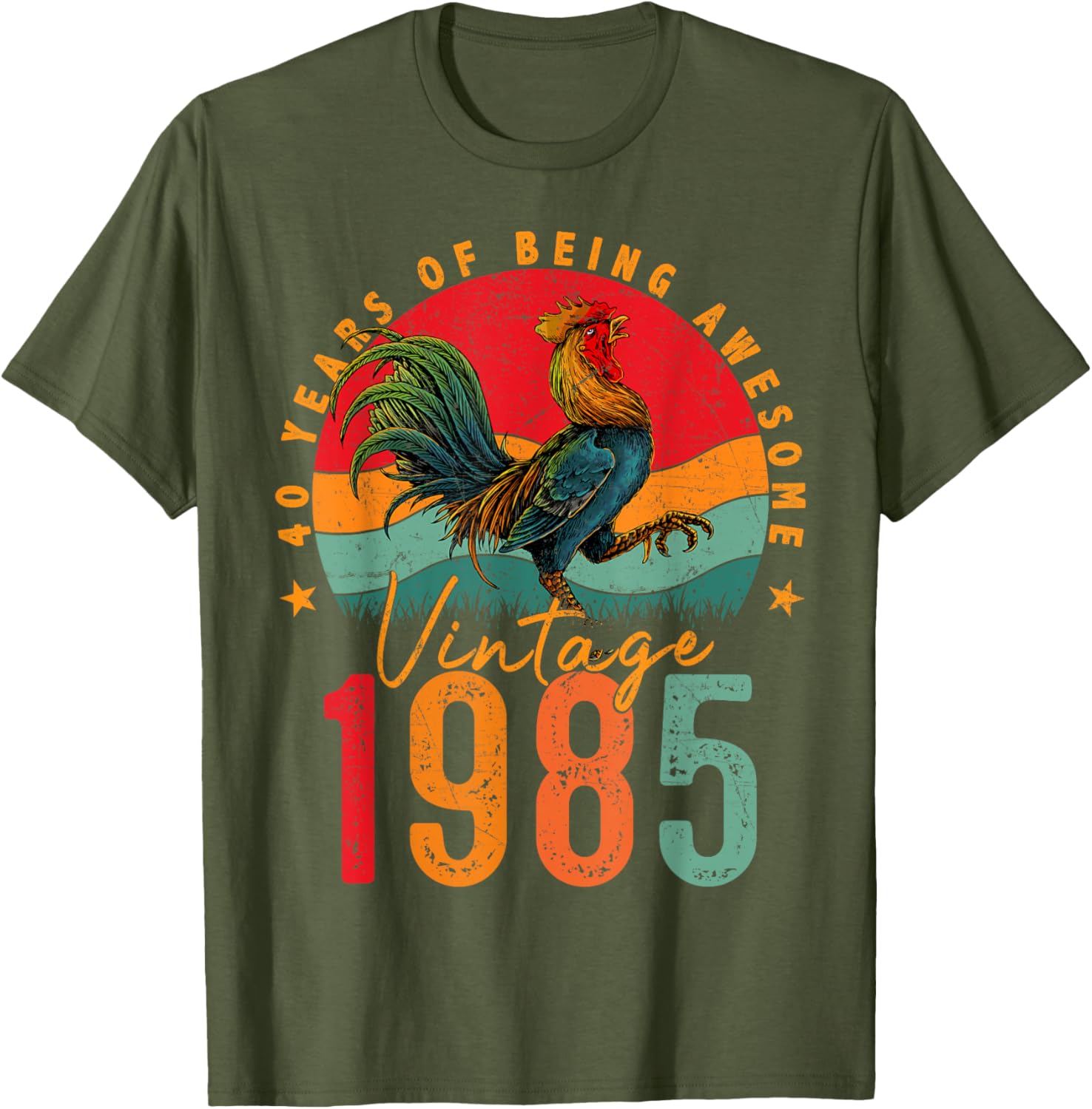 Vintage 1985 Chicken 40th Birthday Mens T-Shirt for 40 Year Old Gifts - 15
