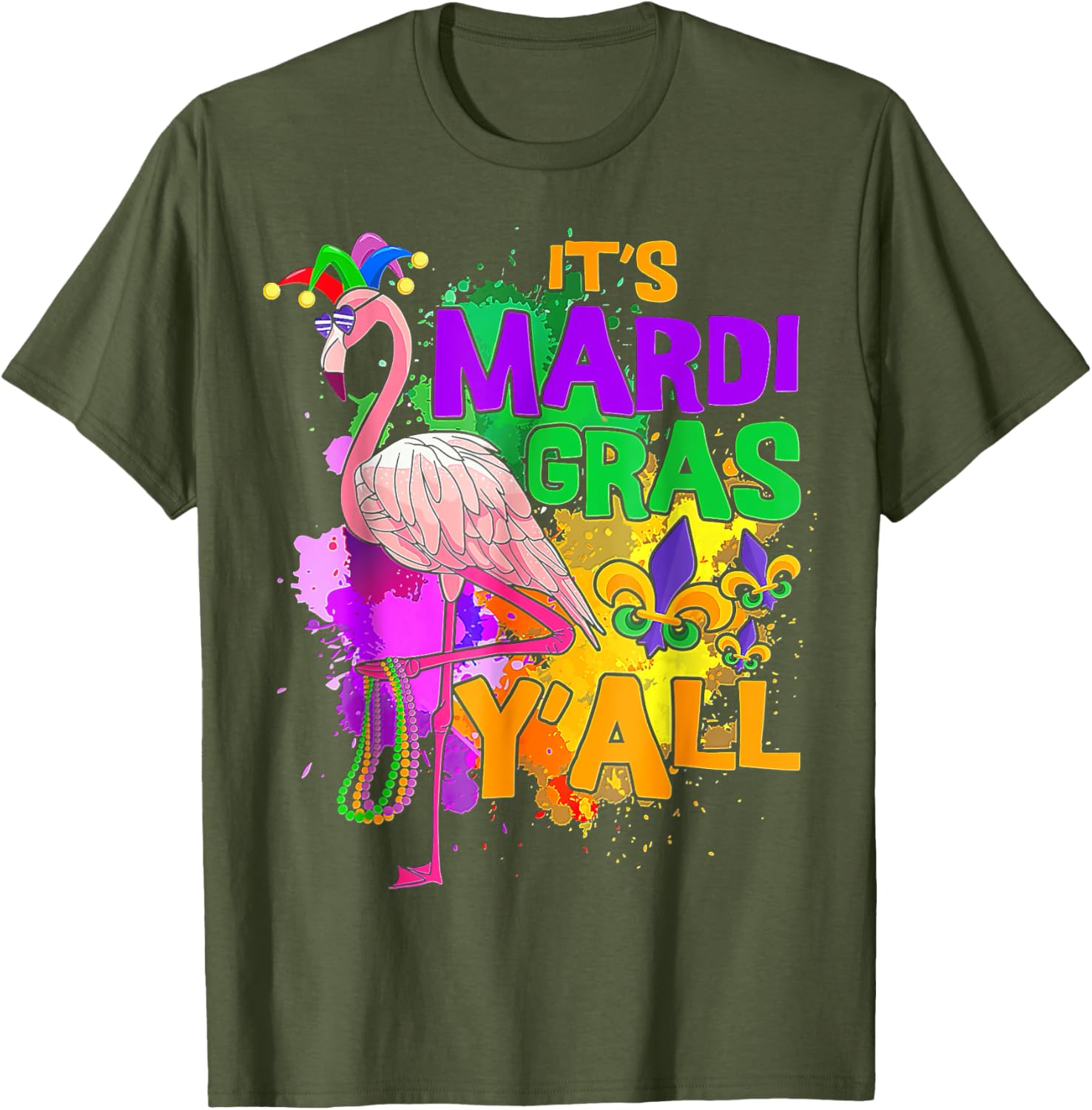 Flamingo Mardi Gras Carnival Party T-Shirt for Fun Festive Celebrations - 20