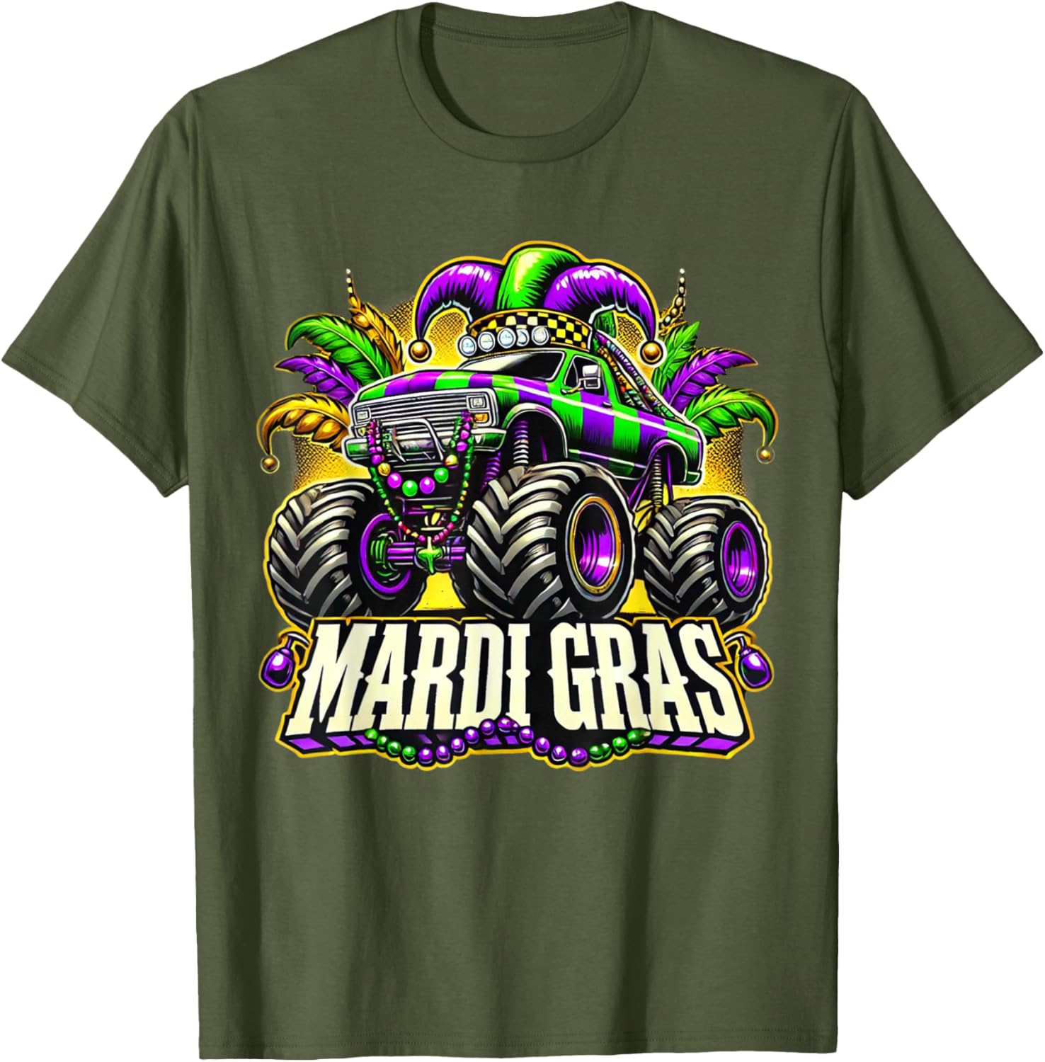 Mardi Gras Jester Monster Truck T-Shirt for Kids Fun Carnival Style - 20