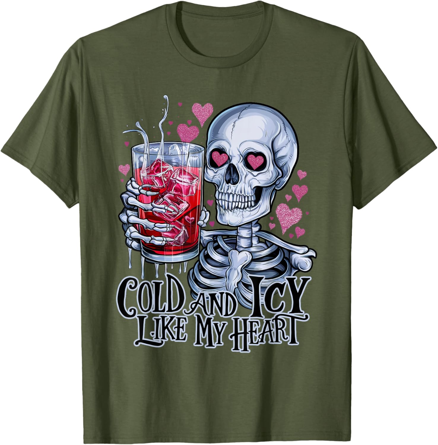 Funny Skeleton T-Shirt - Cold and Icy Like My Heart Anti-Valentine Tee - 19