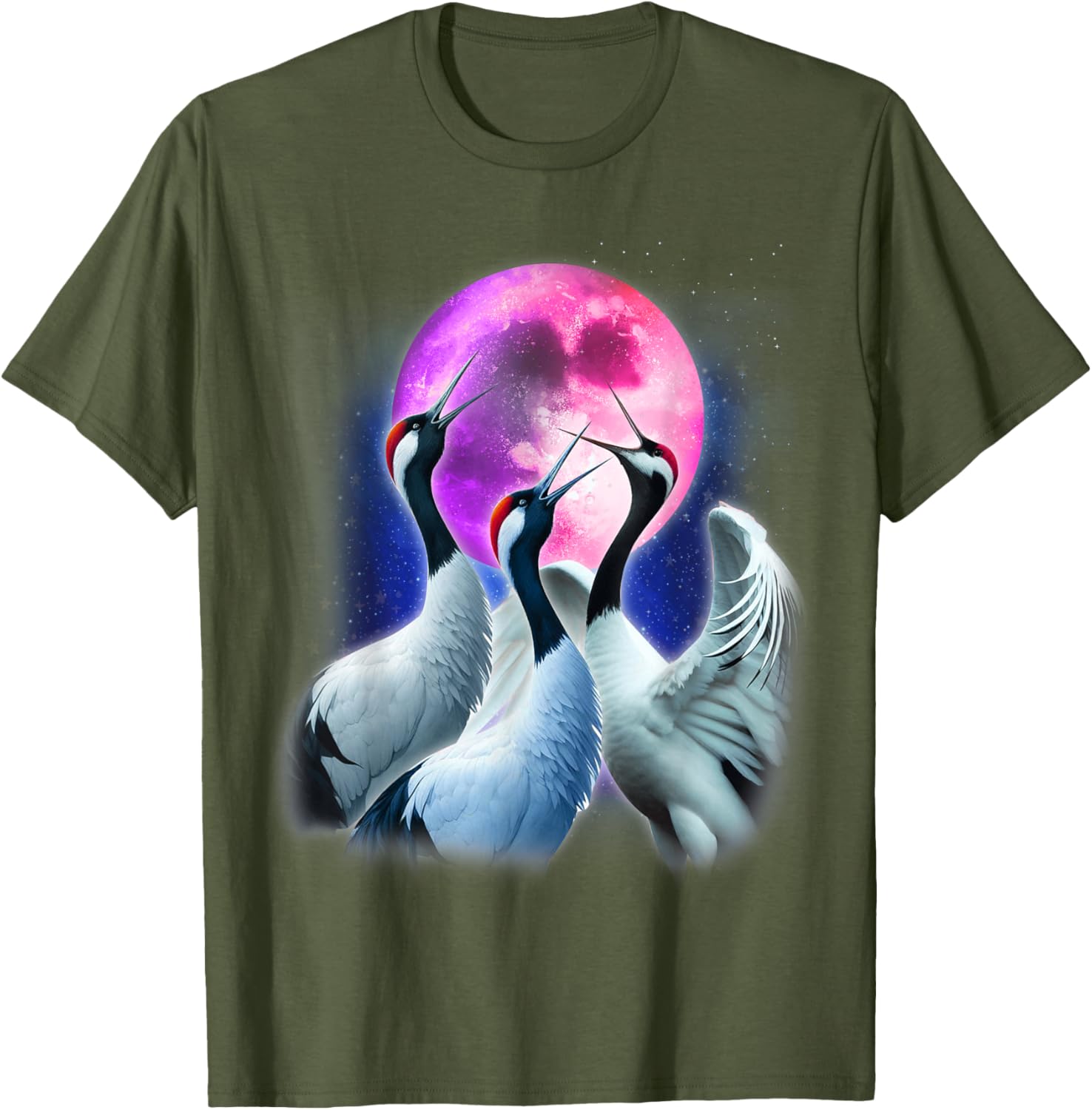Funny Whooping Crane Howling at the Moon T-Shirt for Bird Lovers - 25