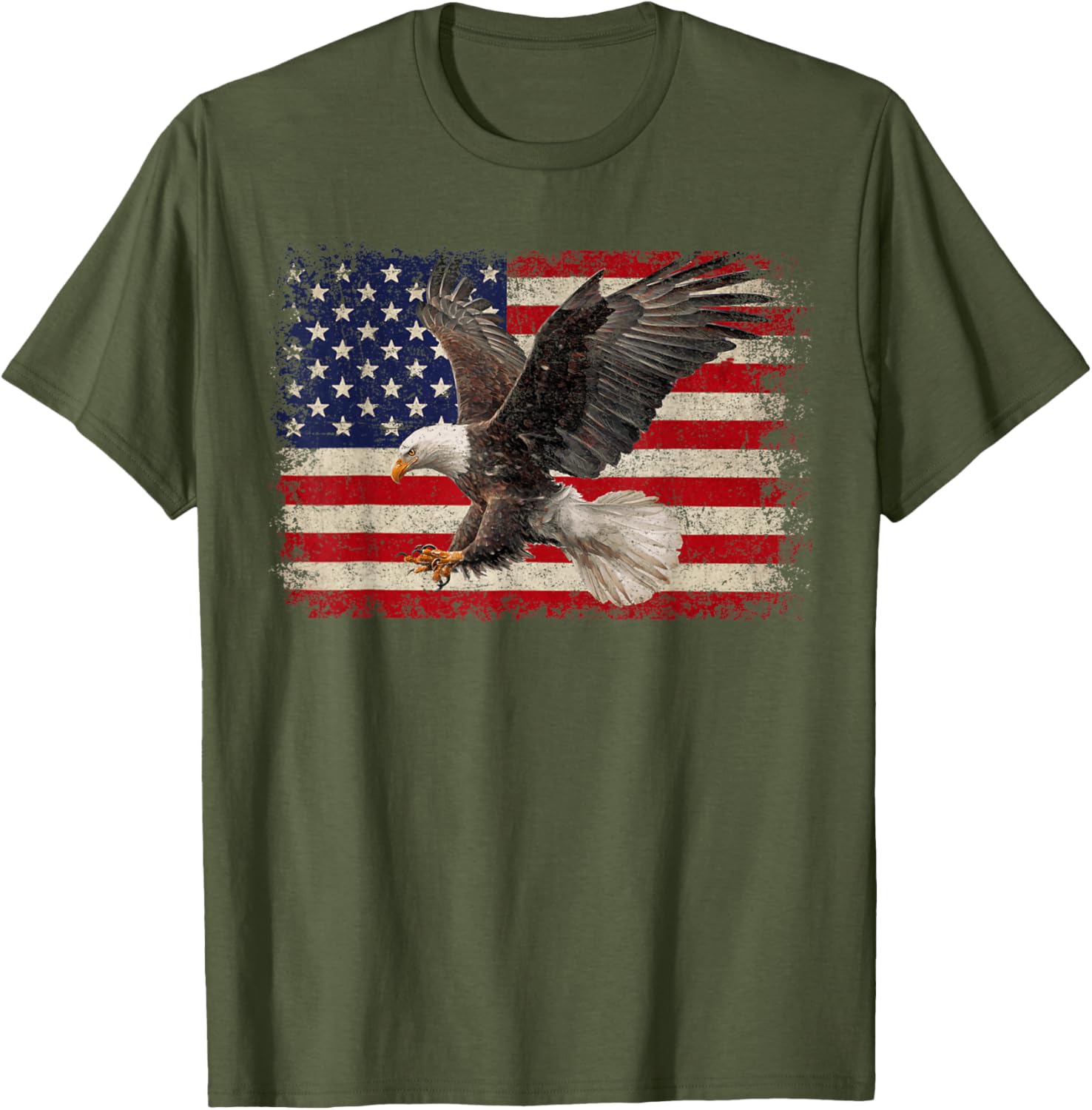 Patriotic Bald Eagle 4th of July T-Shirt with USA Flag Design - 12