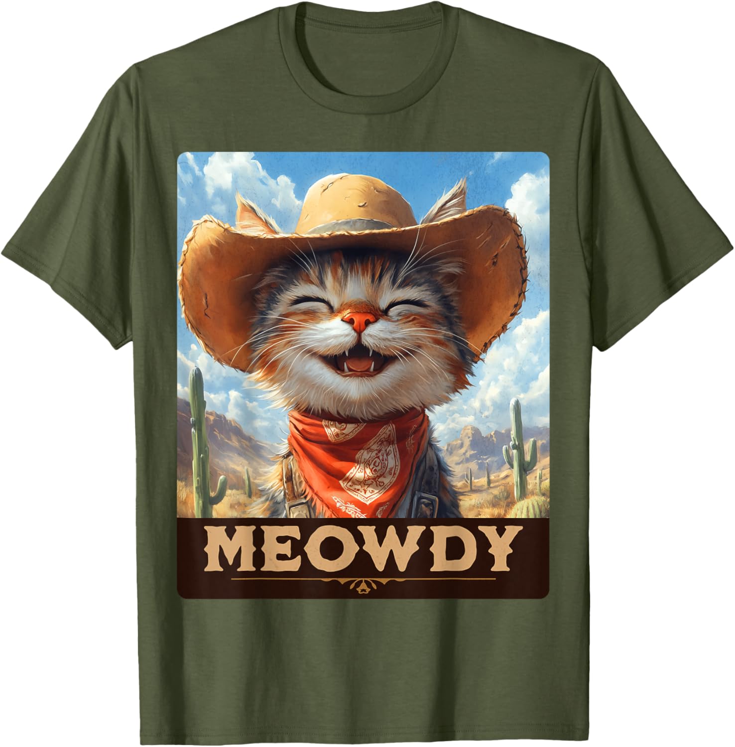 Meowdy Cowboy Cat T-Shirt - Wild West Feline Fun for Cat Lovers - 17