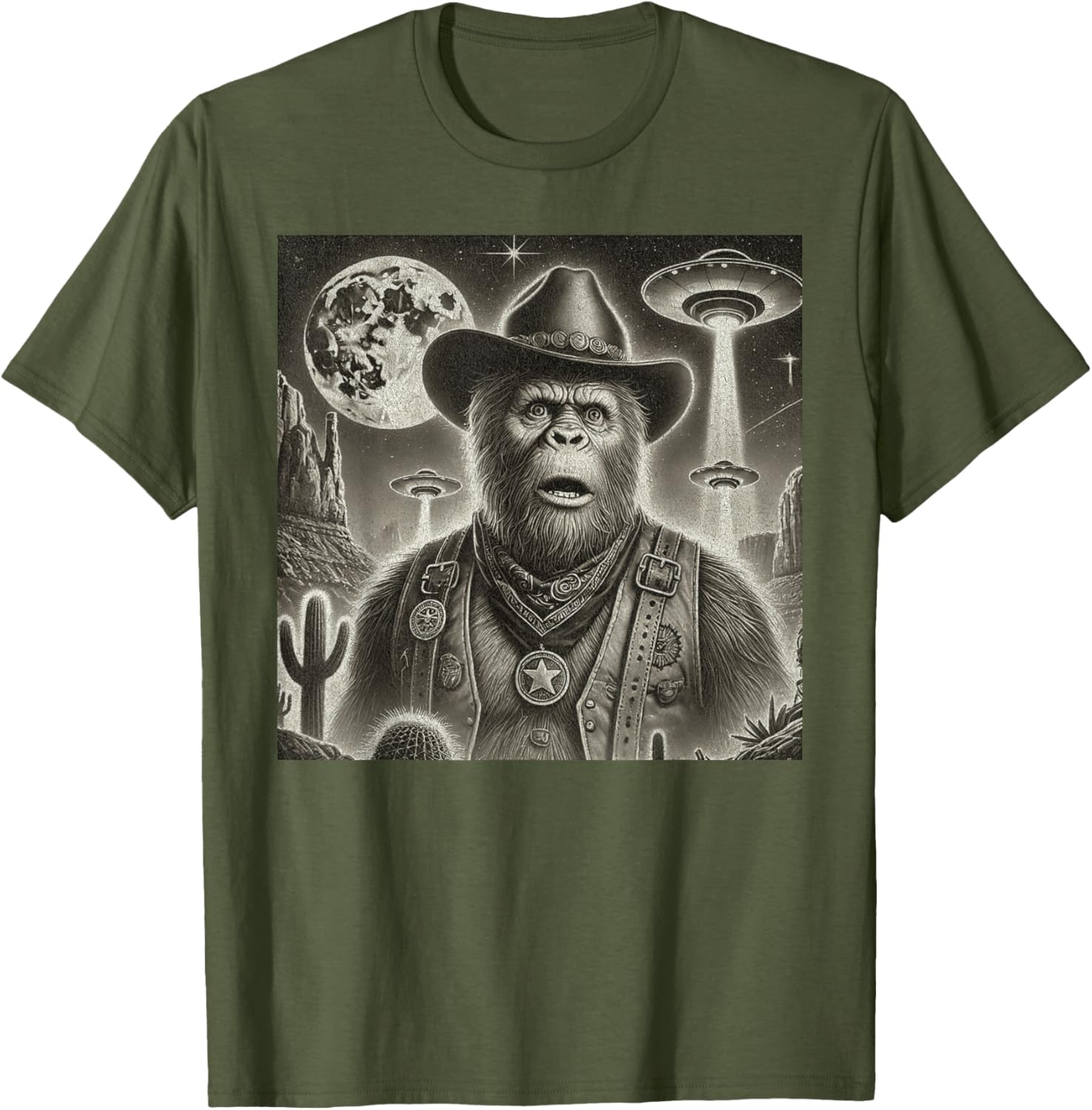 Bigfoot UFO Selfie T-Shirt for Fun Loving Alien Enthusiasts - 6