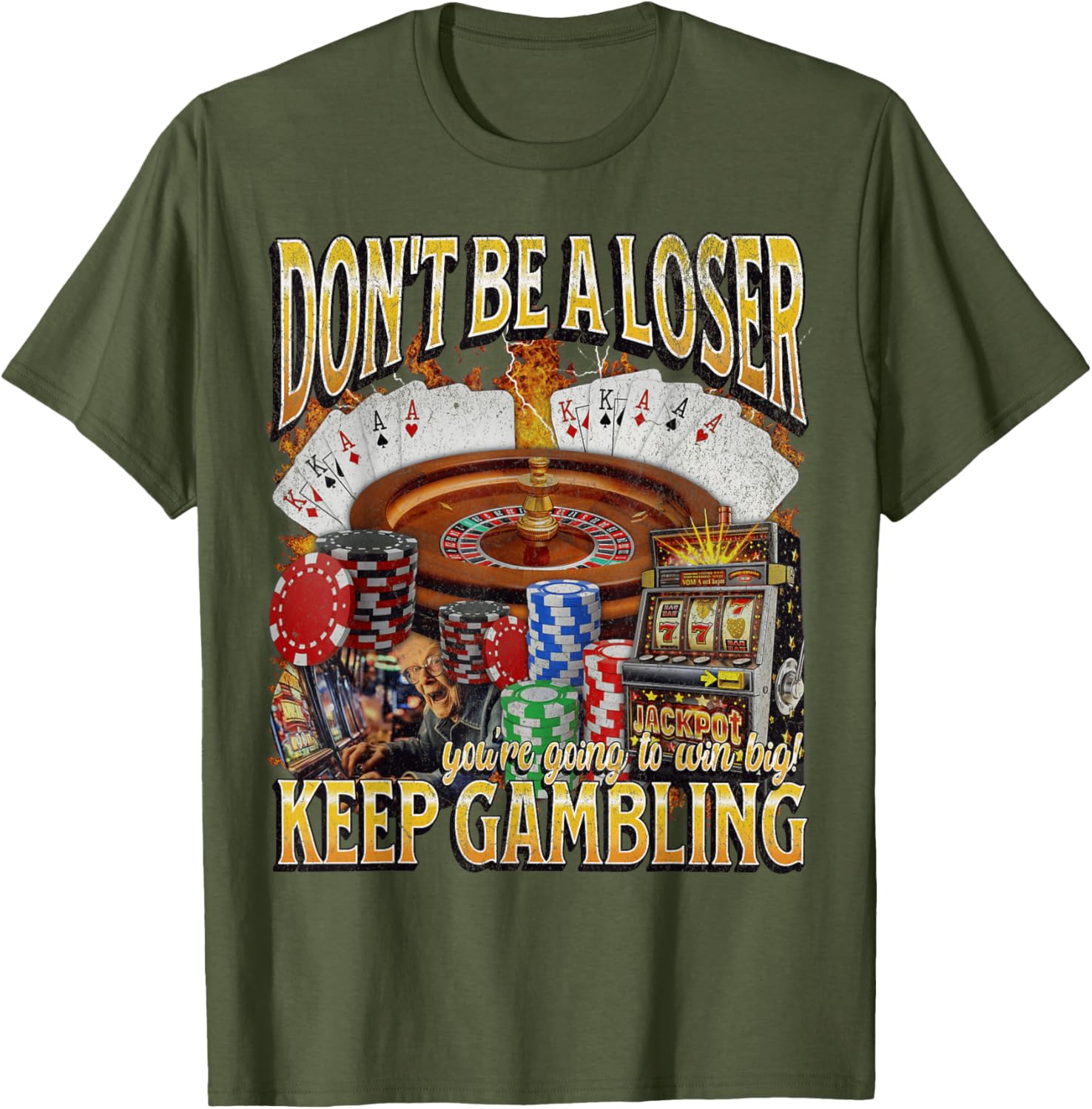 Funny Unhinged Gambling Bootleg Graphic T-Shirt for Fun Lovers - 9