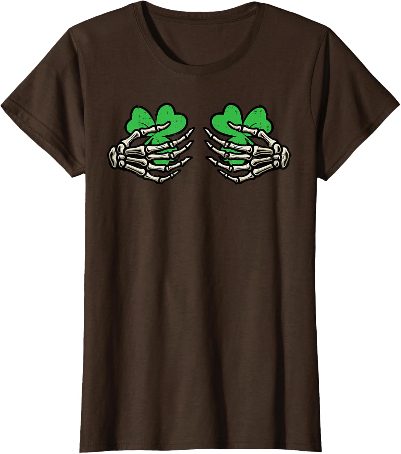 St Patricks Day Skeleton Hand Clover T-Shirt for Women - Fun Saint Patty's Style - 17