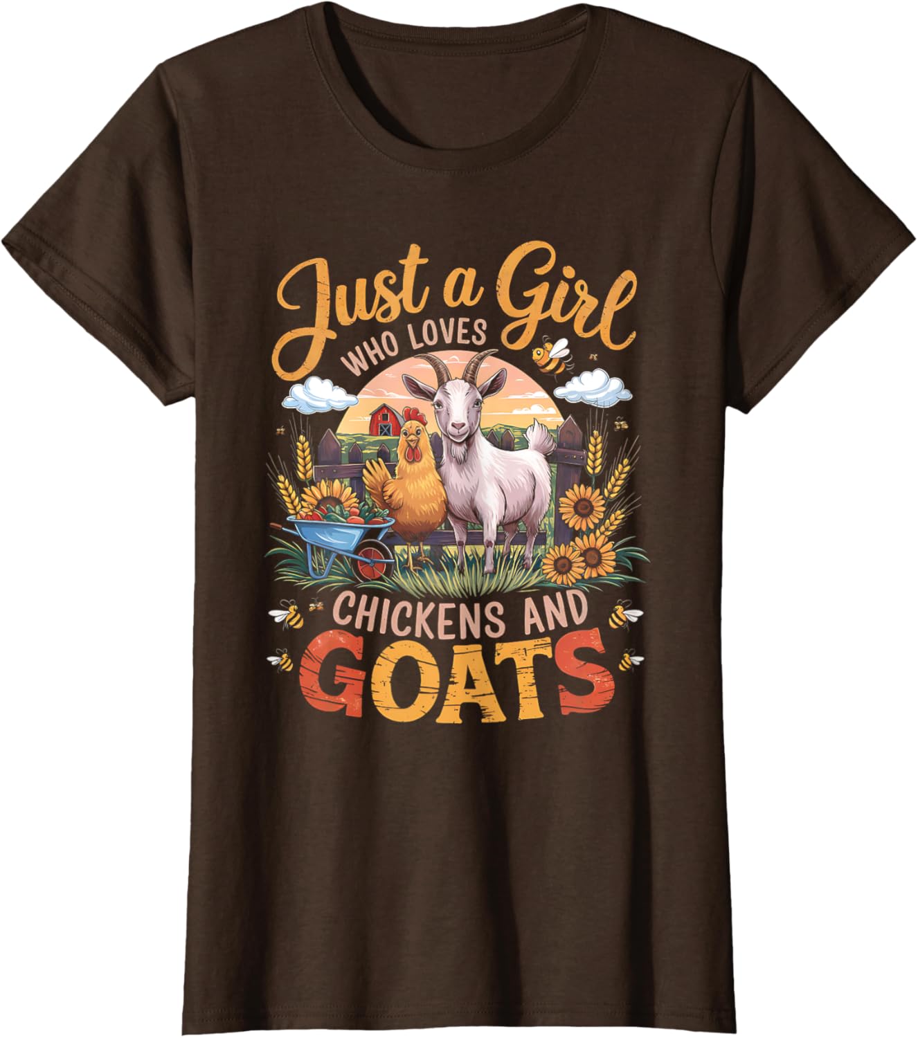 Just a Girl Who Loves Goats and Chickens Women's Farmer T-Shirt - 1