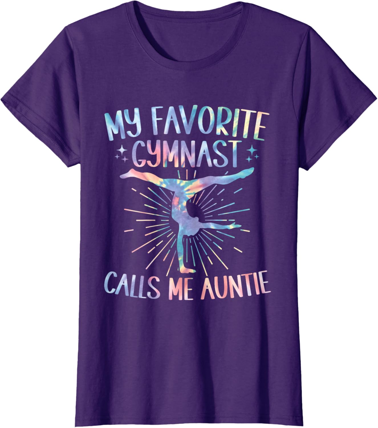 My Favorite Gymnast Calls Me Auntie Tie Dye Gymnastics T-Shirt - 4