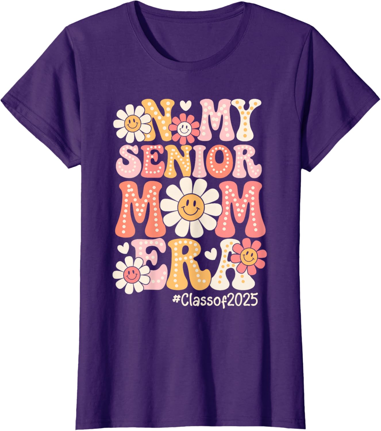 Groovy Senior Mom Era Class of 2025 T-Shirt for Proud Moms - 17