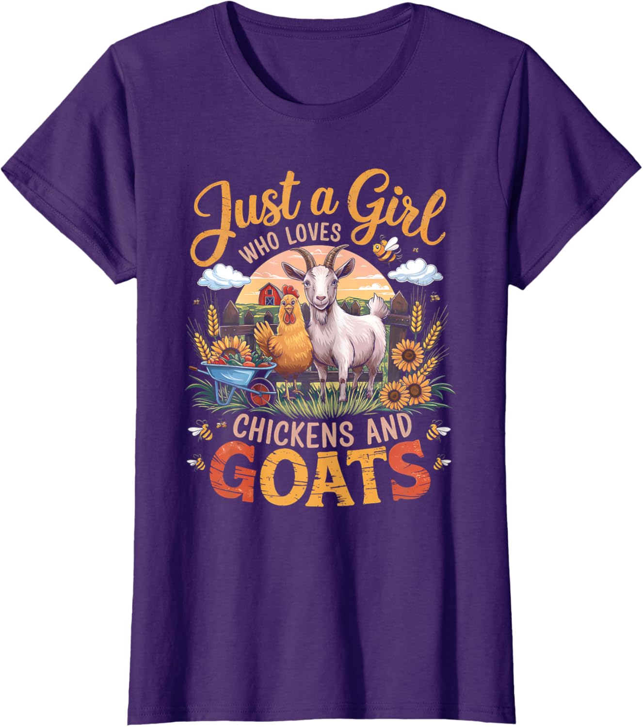 Just a Girl Who Loves Goats and Chickens Women's Farmer T-Shirt - 3