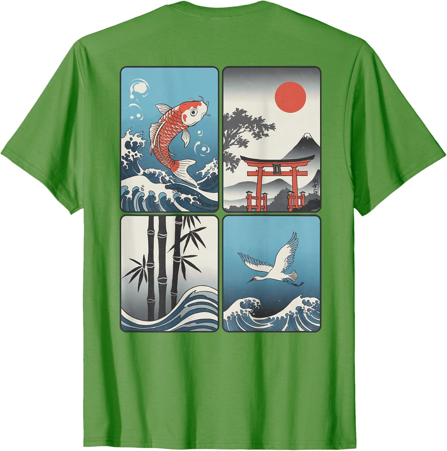 Japanese Koi Fish Great Wave Kanagawa T-Shirt with Kanji Design - 13