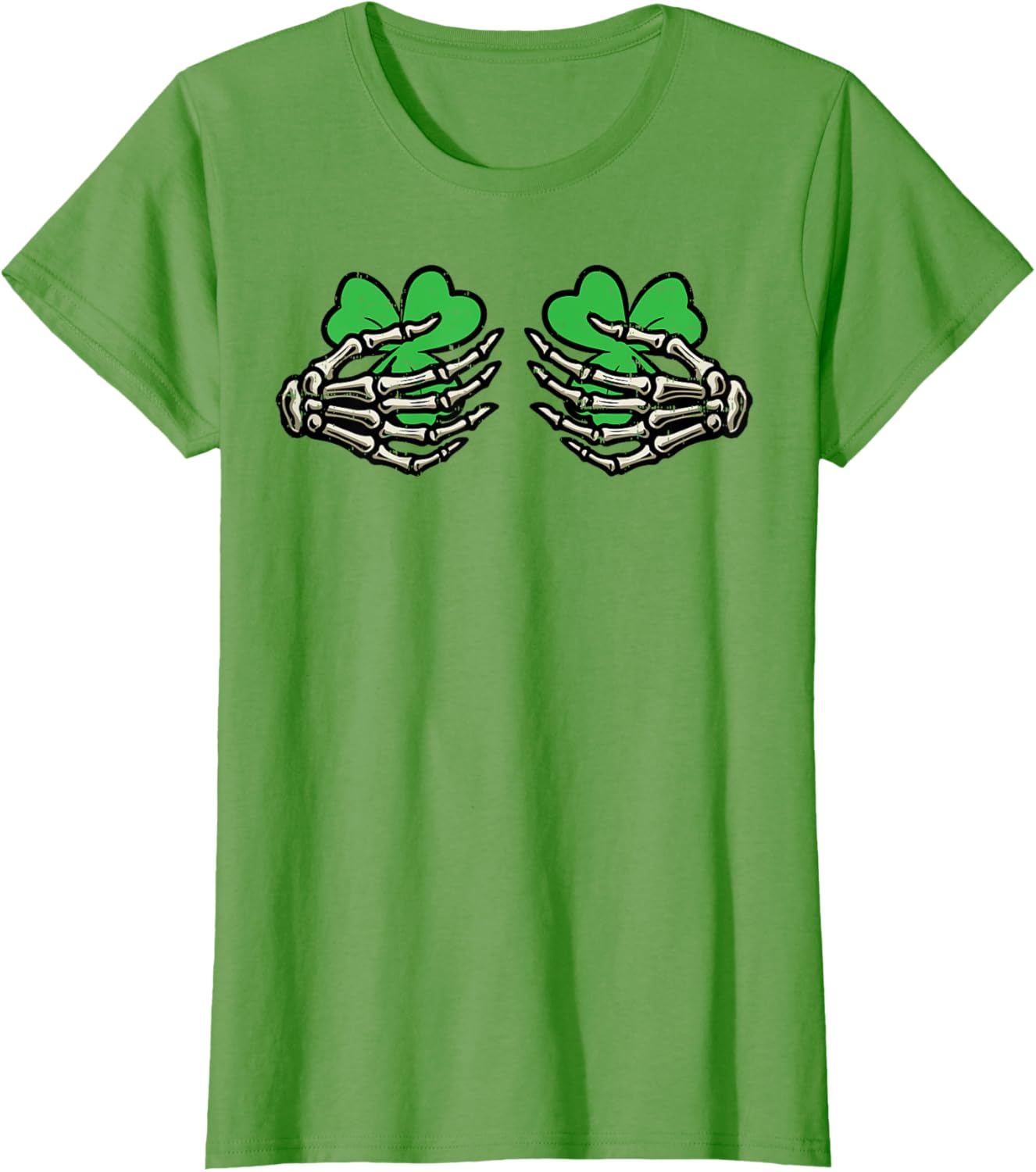 St Patricks Day Skeleton Hand Clover T-Shirt for Women - Fun Saint Patty's Style - 13