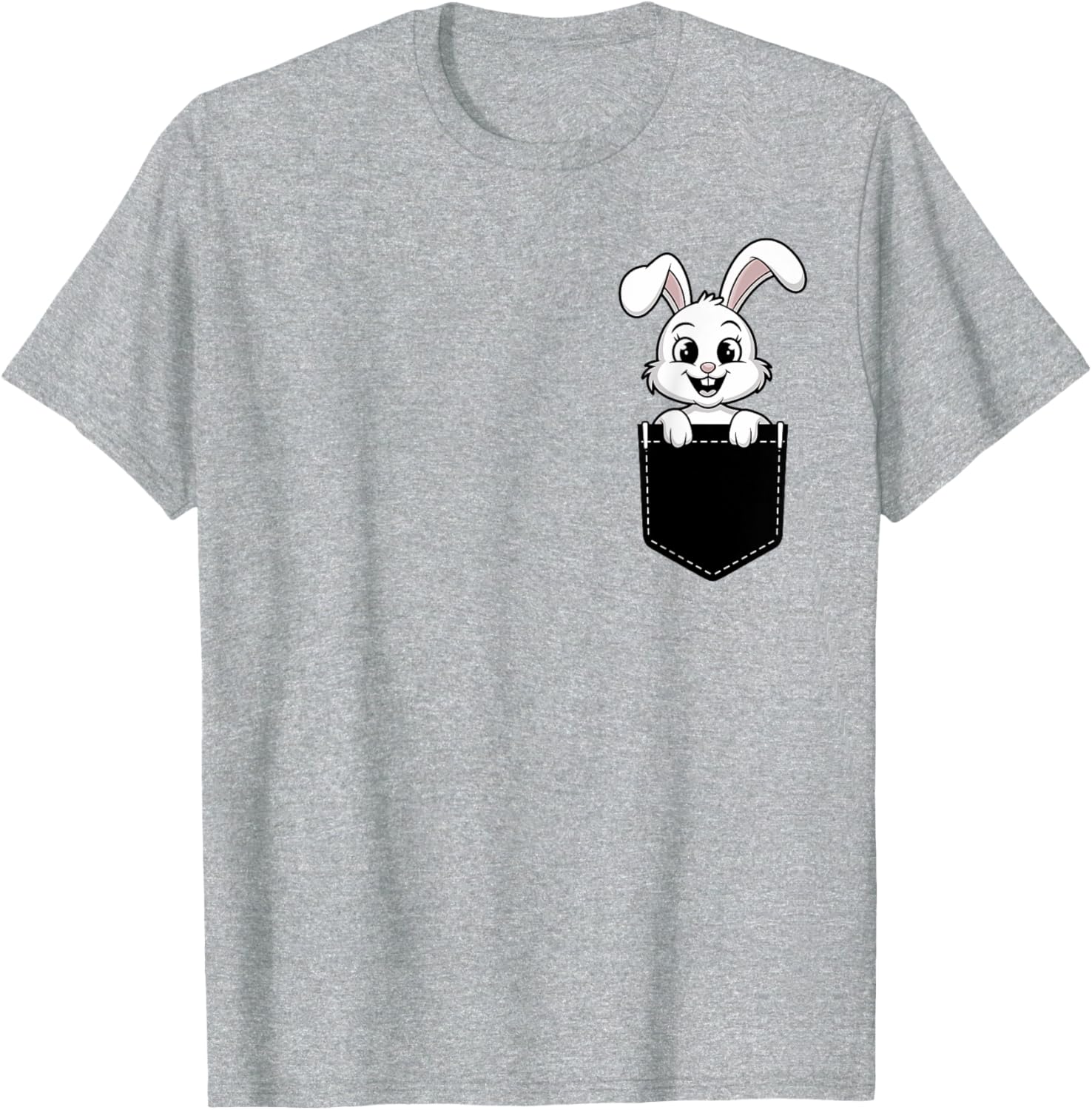 Cute Funny Rabbit in Pocket T-Shirt for Men and Women - Animal Lovers Design - 16