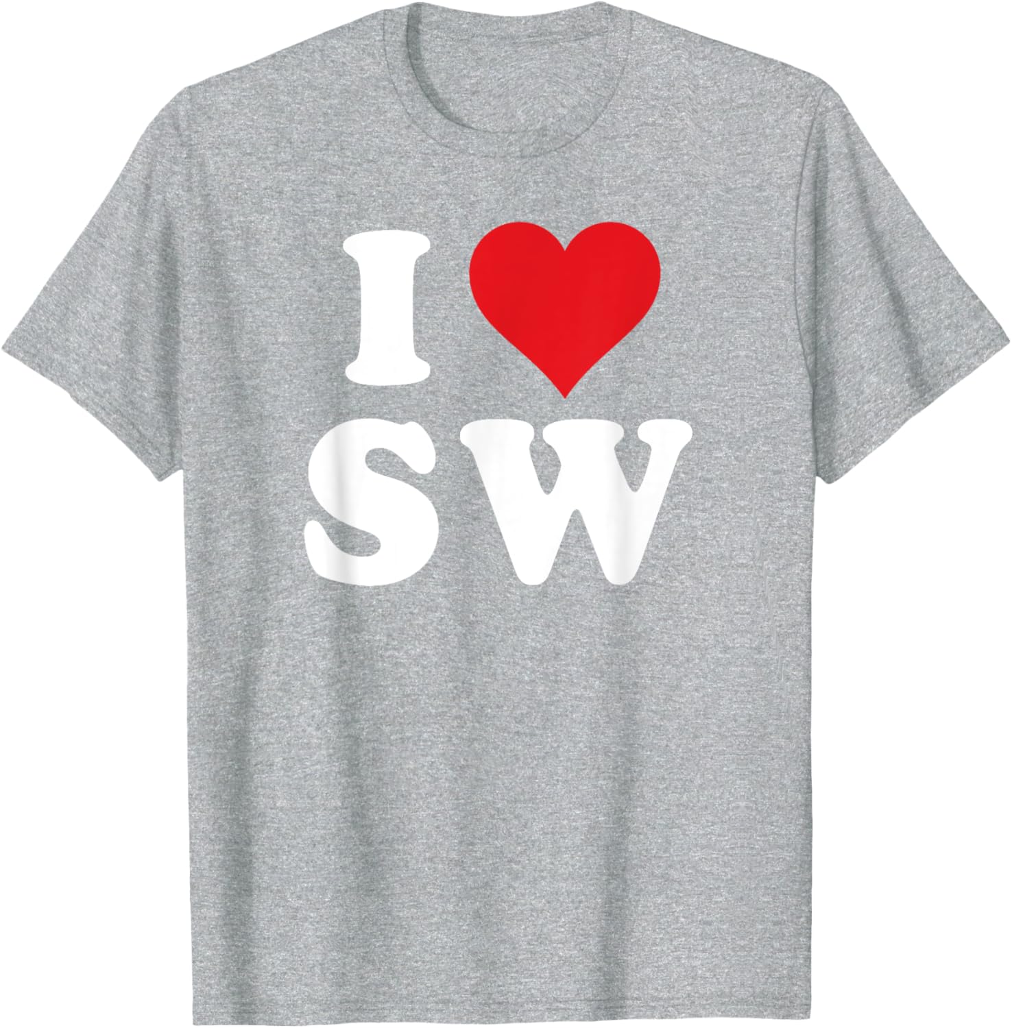I Love SW Initials Heart T-Shirt for Stylish SW Fans and Gift Ideas - 8