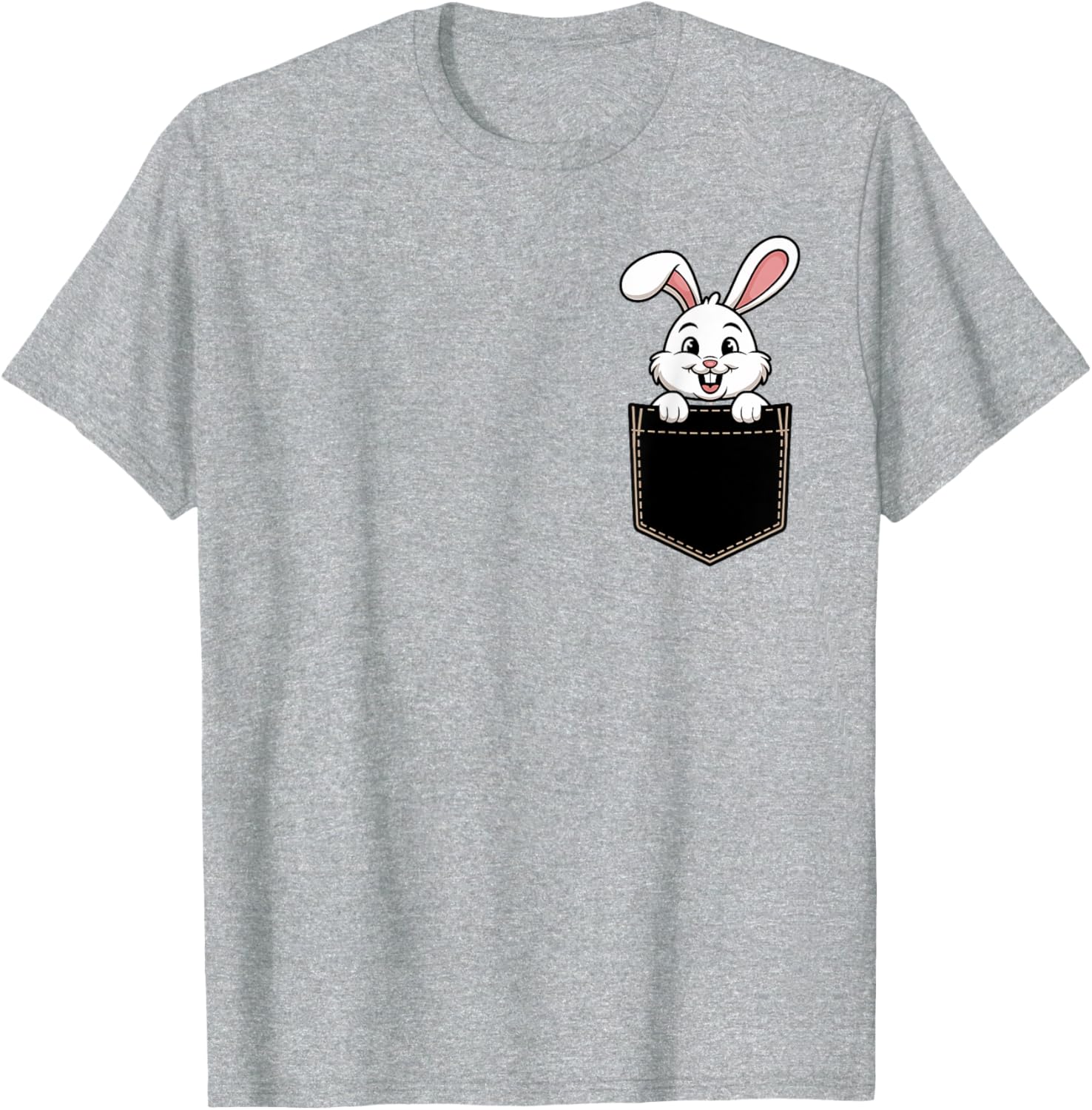 Cute Funny Rabbit Pocket T-Shirt for Men and Women - Adorable Animal Tee - 1