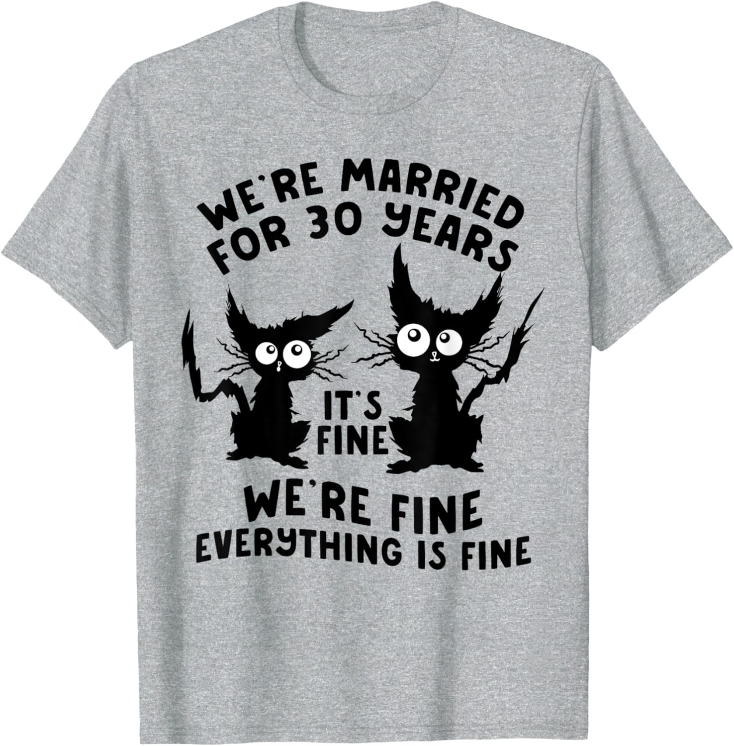 Funny Cat 30th Wedding Anniversary T-Shirt for 30 Years Married Gift - 2