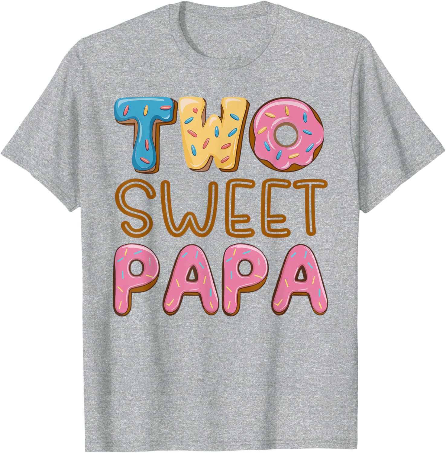 Papa of Two Sweet Donuts Birthday T-Shirt for Dad - Cute Party Wear - 4