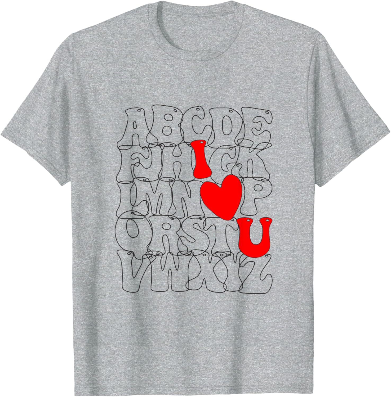 Cute Alphabet ABC I Love You Heart T-Shirt for Valentine's Day Fun - 6
