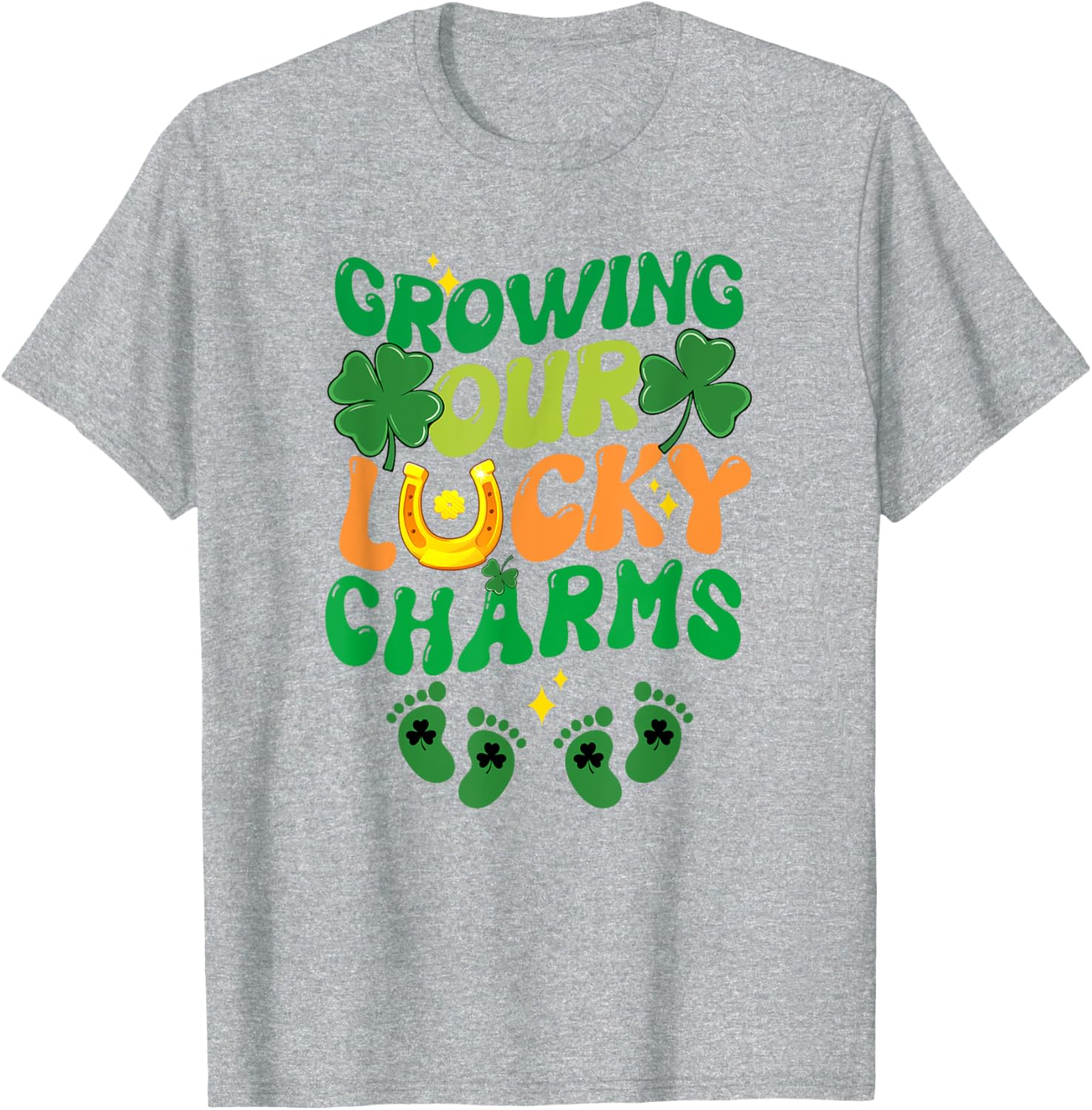 St Patrick's Day Pregnancy T-Shirt for Twin Moms with Lucky Charms Design - 18