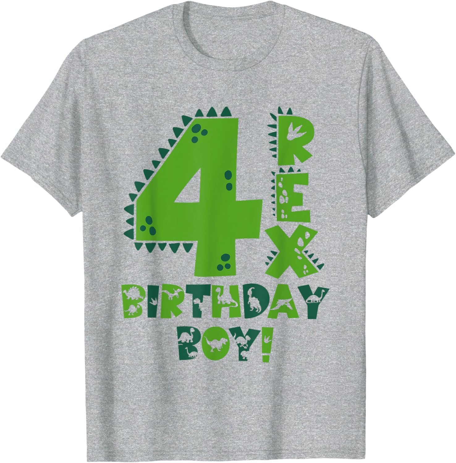 Fun Four Rex Dinosaur T-Shirt for 4-Year-Old Birthday Boys - 11