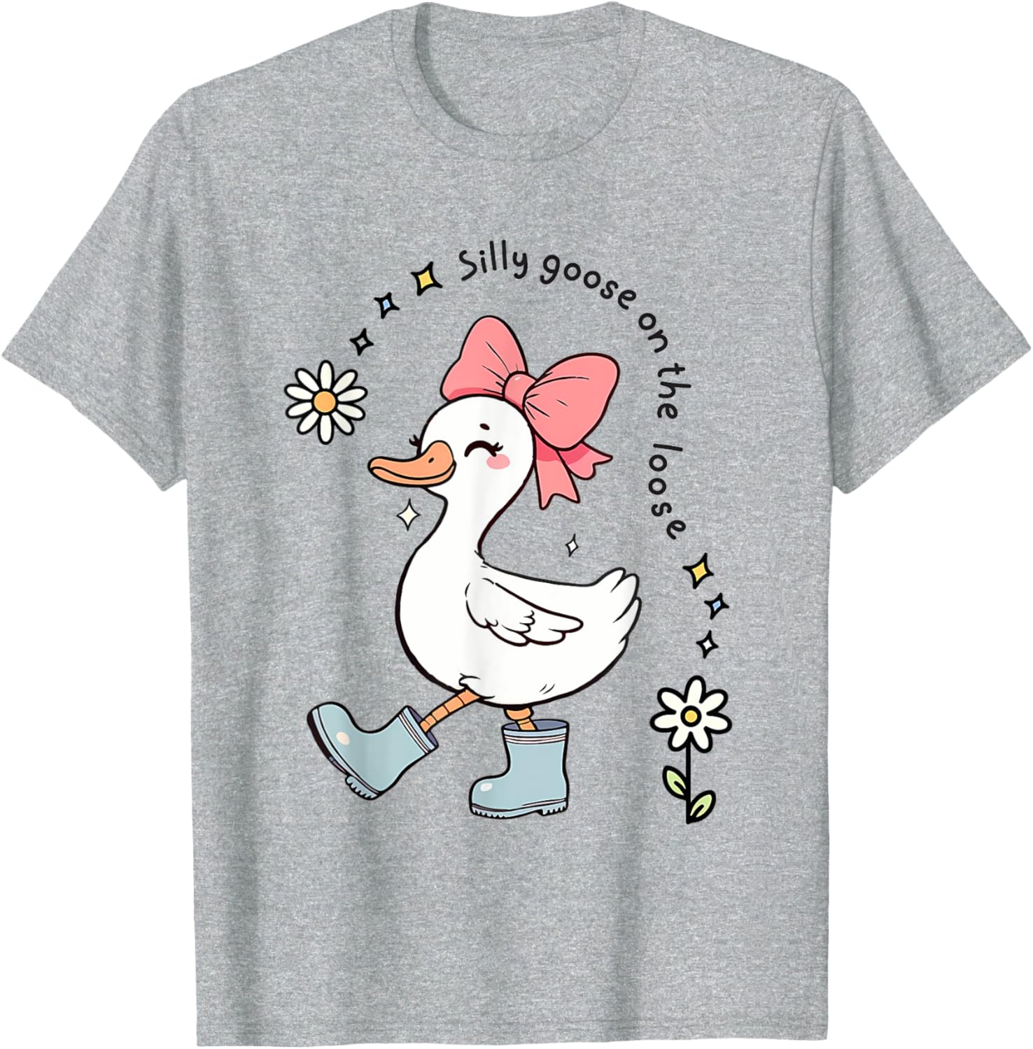 Funny Silly Goose On The Loose Kids T-Shirt for Girls - Adorable Design - 15