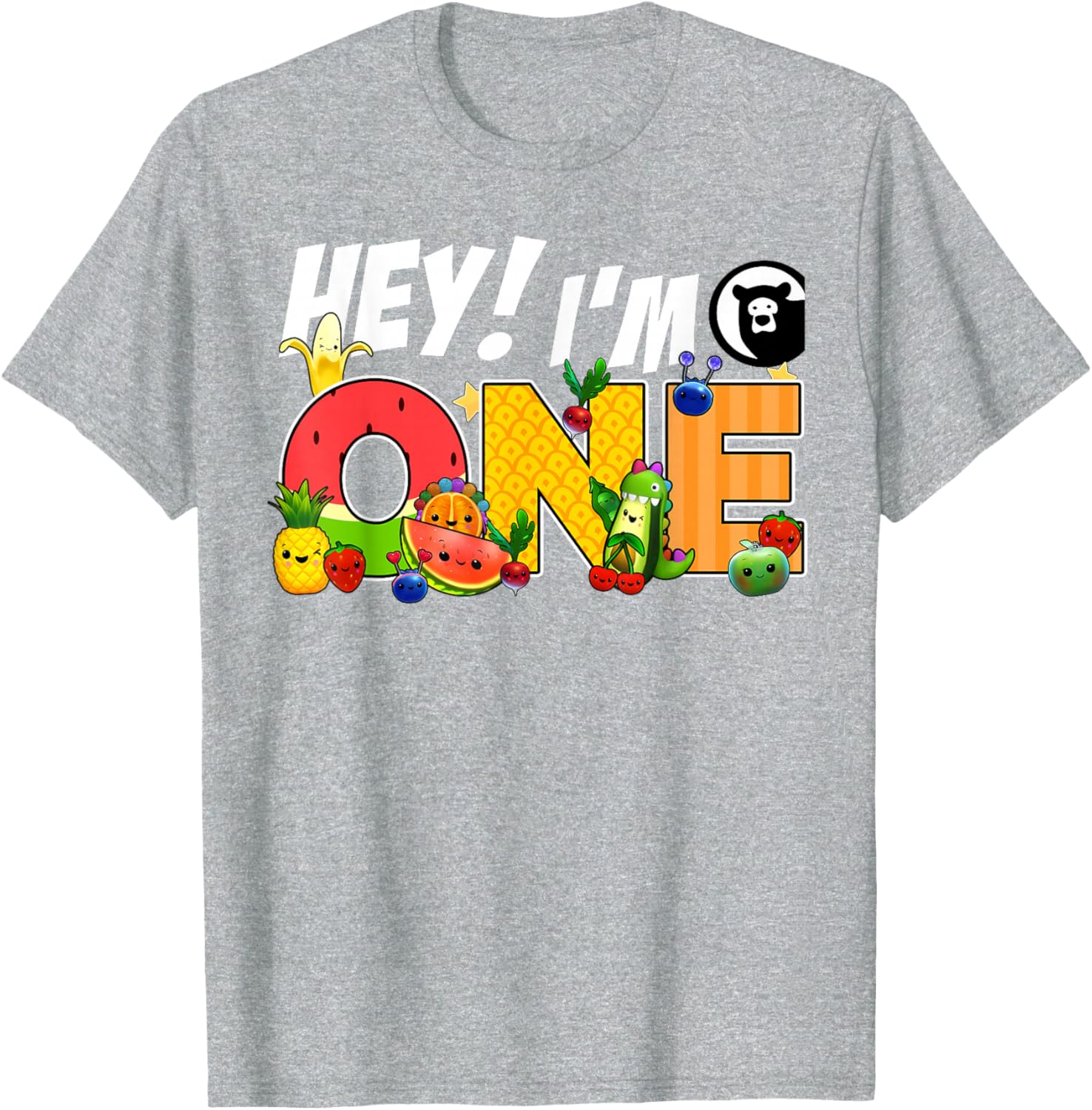 Funny Hey I'm One Birthday Boy T-Shirt for Kids with Cute Fruit Design - 24