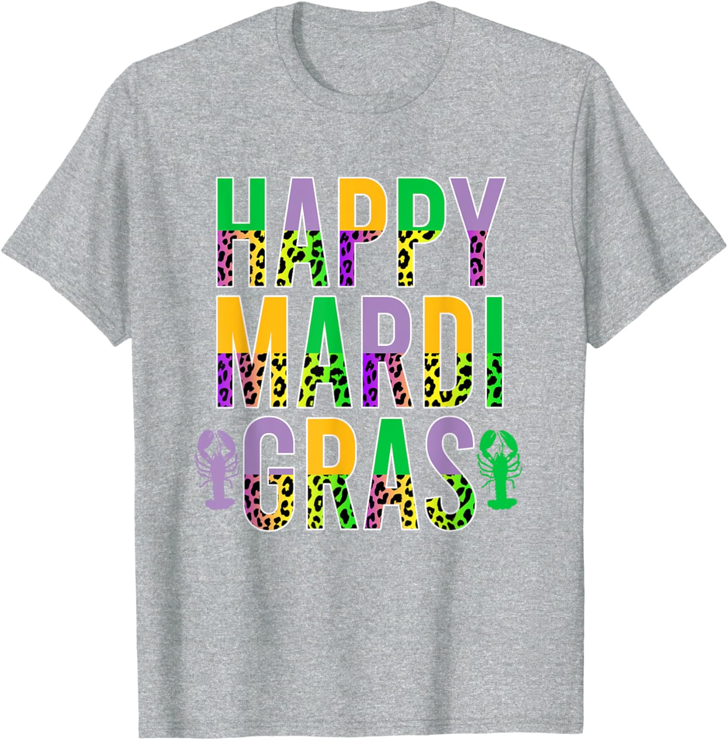 Happy Mardi Gras Leopard Print Crawfish T-Shirt for Men Women Kids - 2