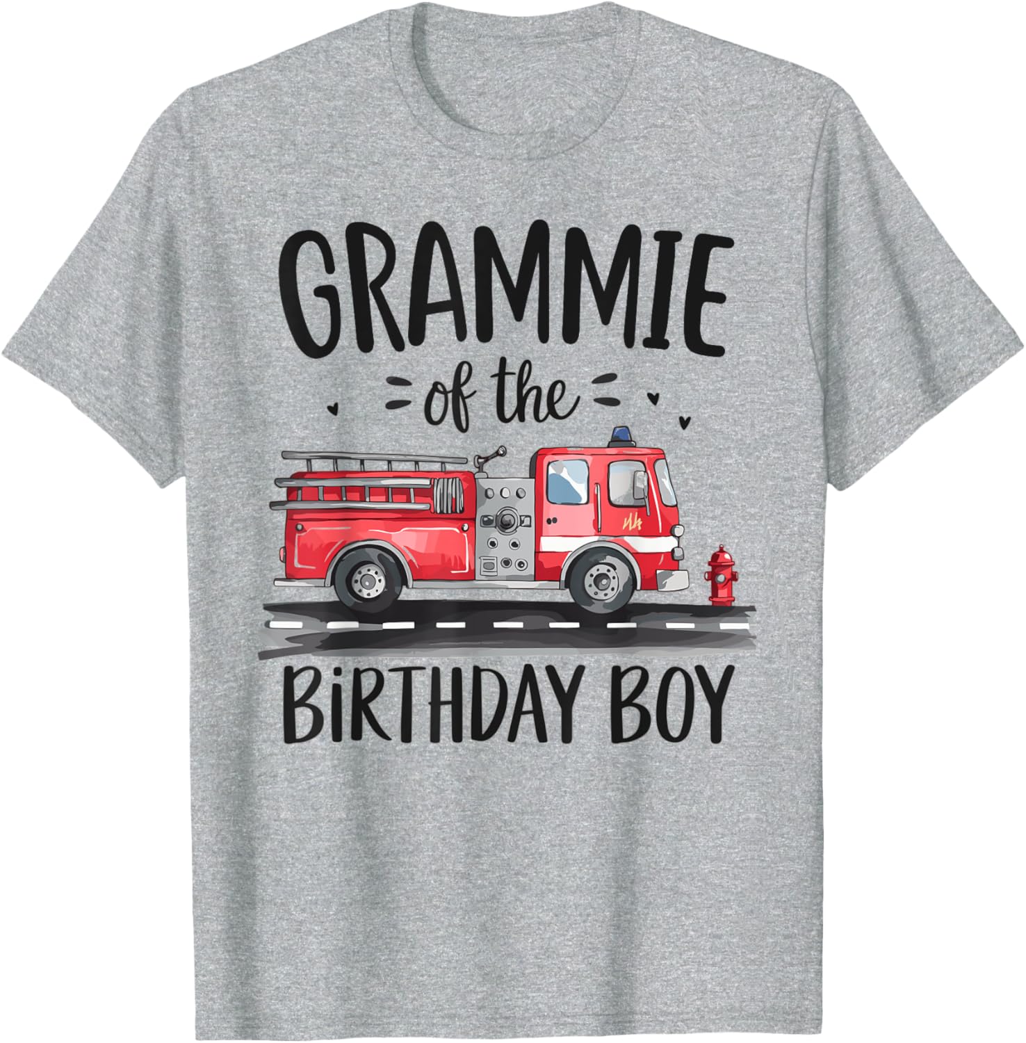 Grammie of the Birthday Boy Fire Truck T-Shirt for Firefighter Grandmas - 7