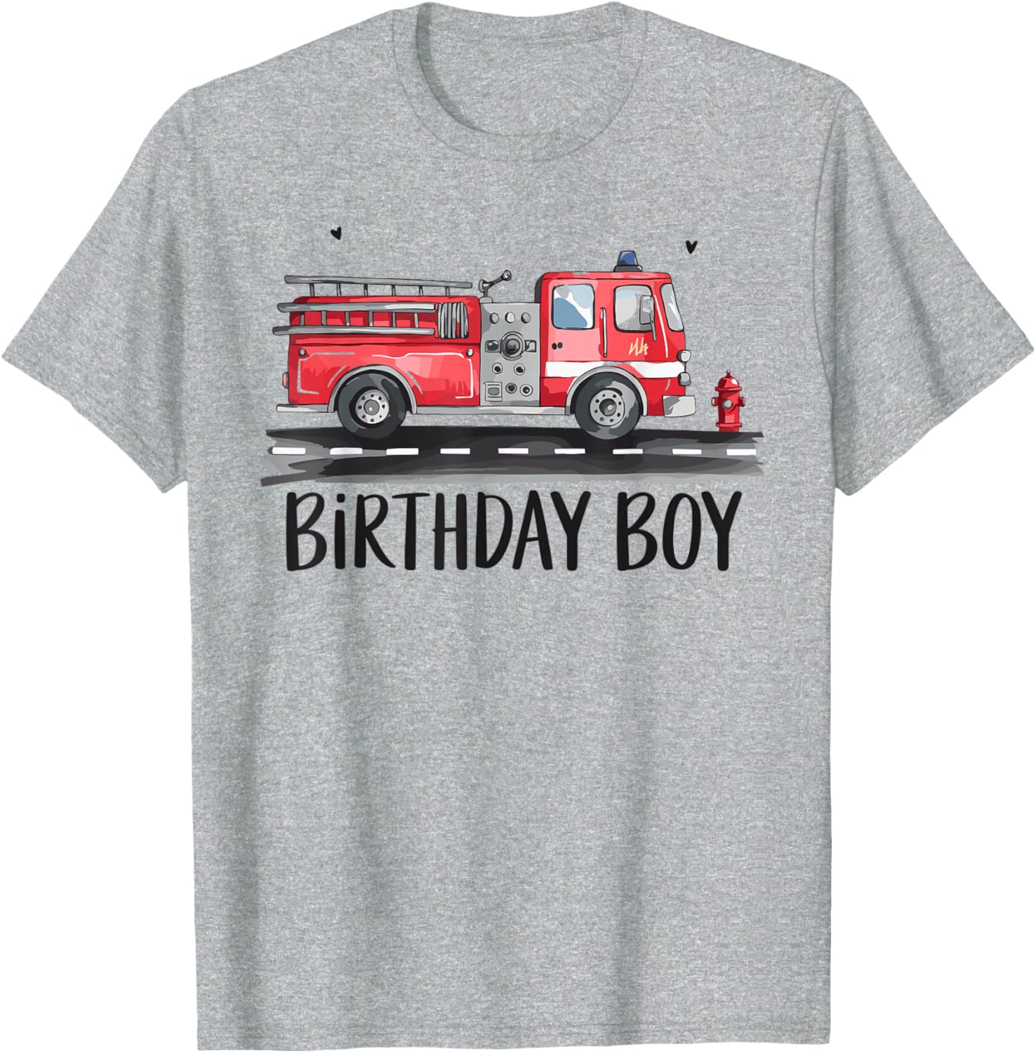 Fire Truck Firefighter Birthday T-Shirt for Boys Family Party - 1
